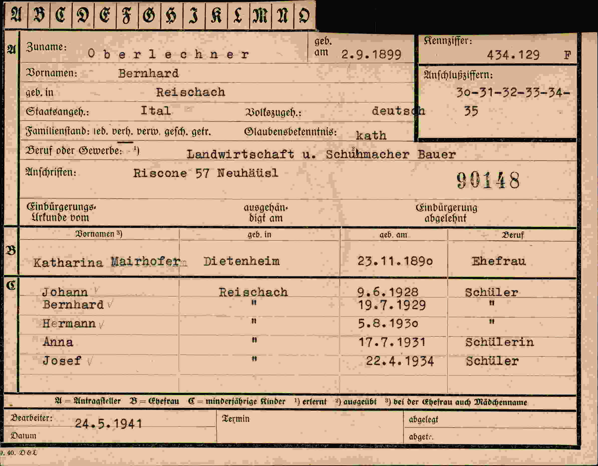 Vorderseite des Dokuments