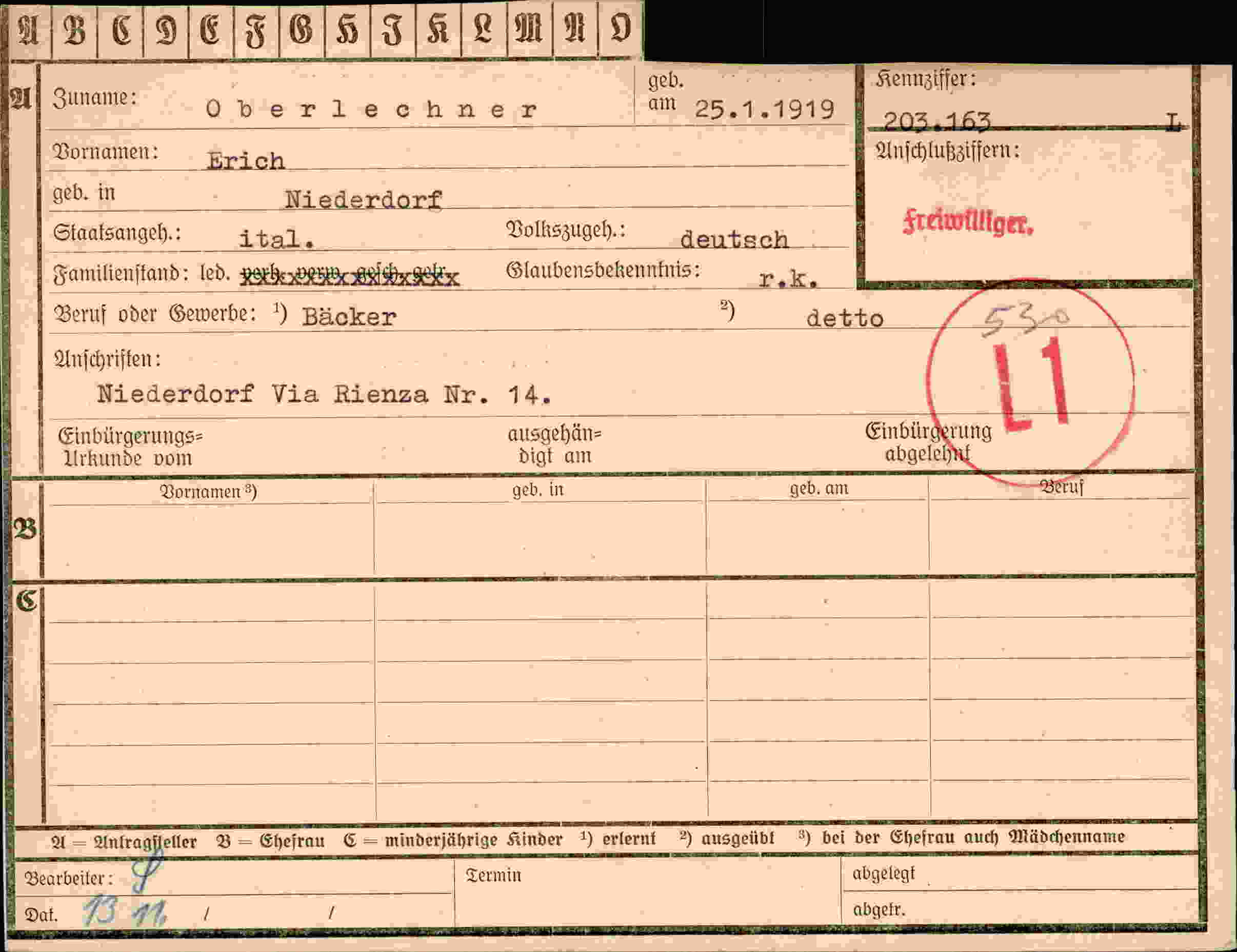 Vorderseite des Dokuments