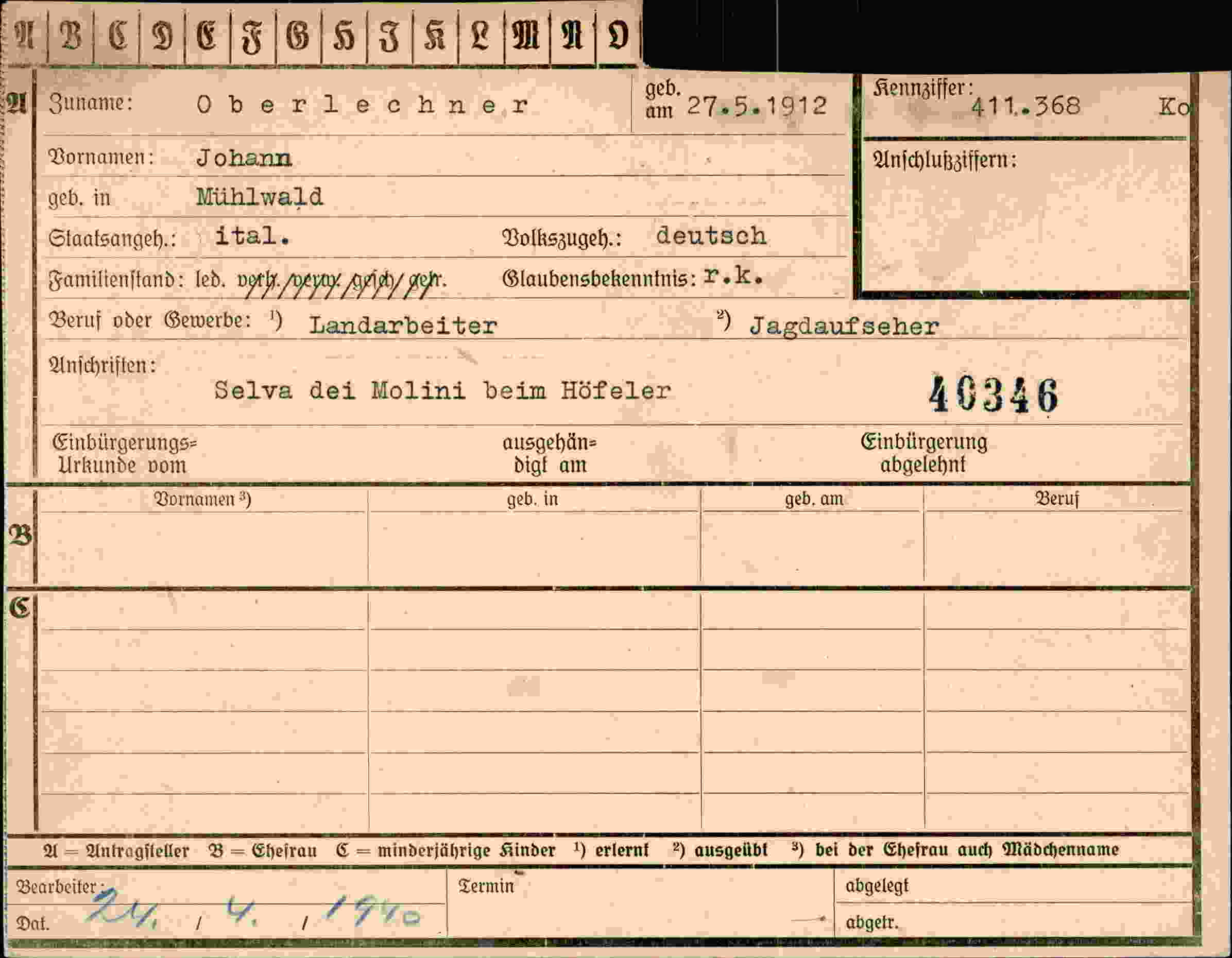 Dokument für Johann Oberlechner