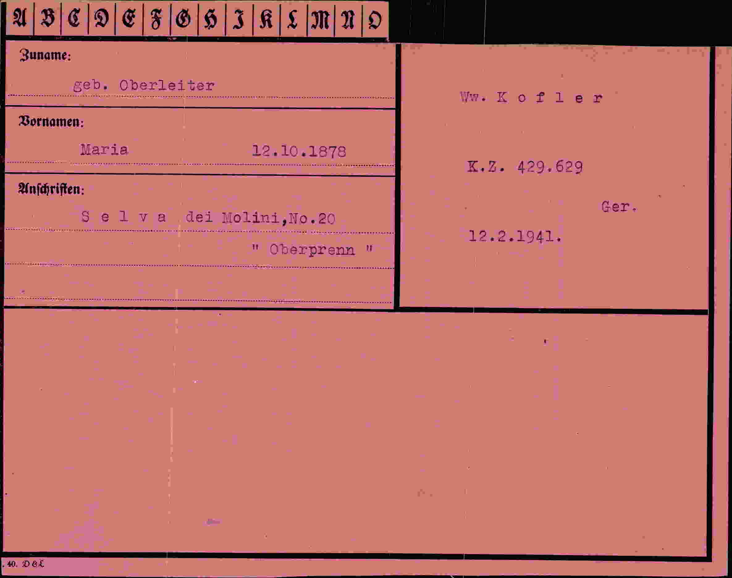 Vorderseite des Dokuments