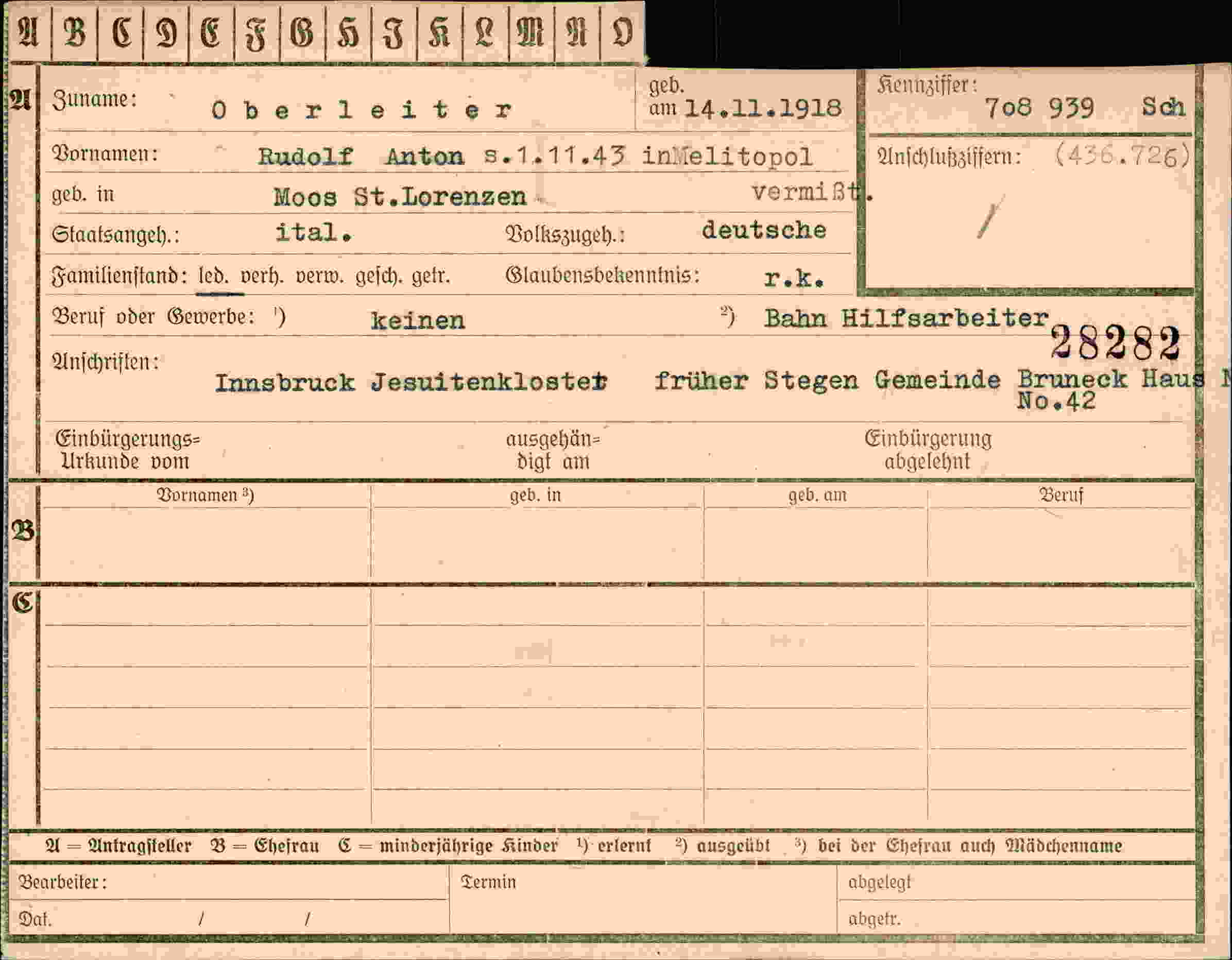 Dokument für Rudolf Anton Oberleiter