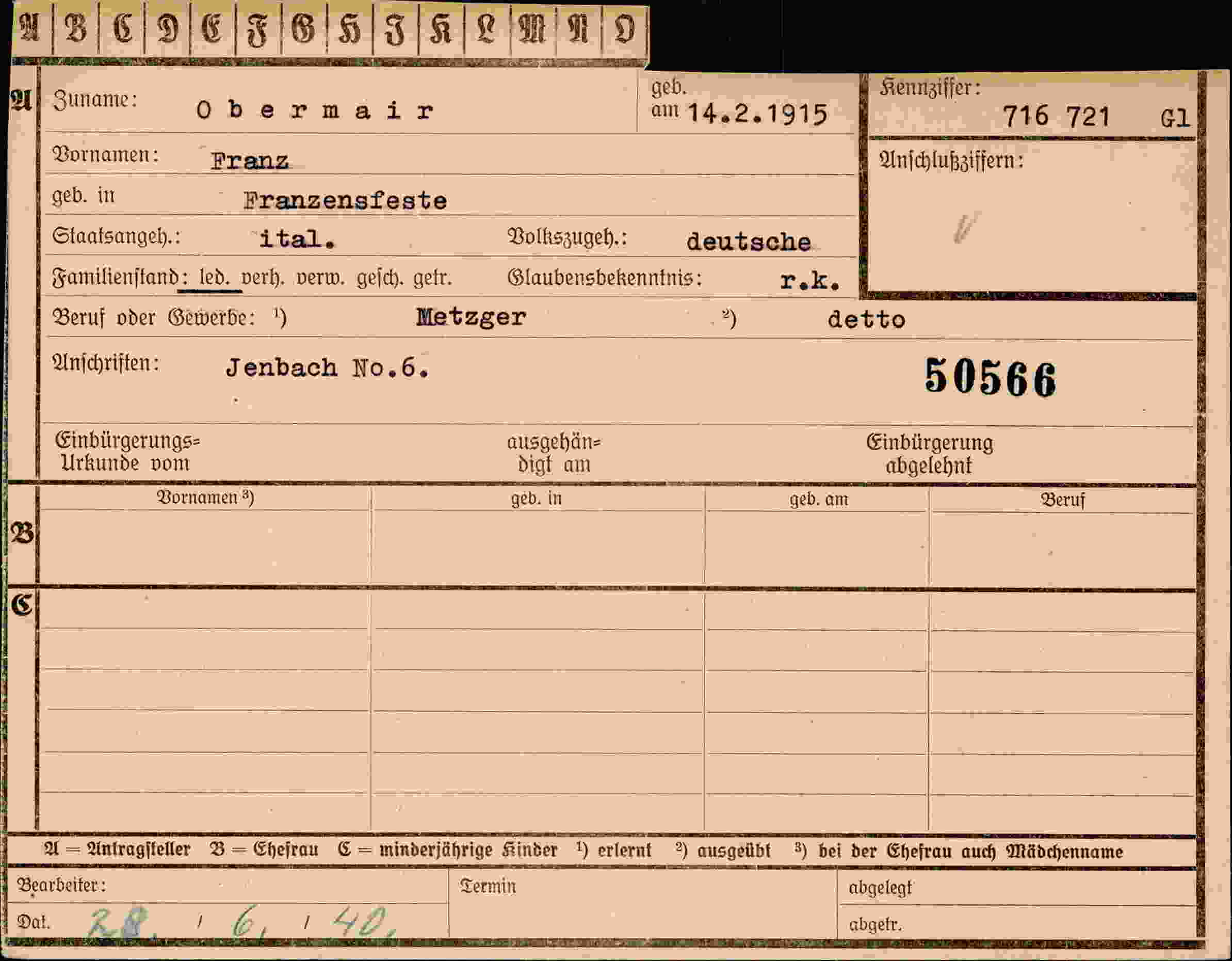 Dokument für Franz Obermair