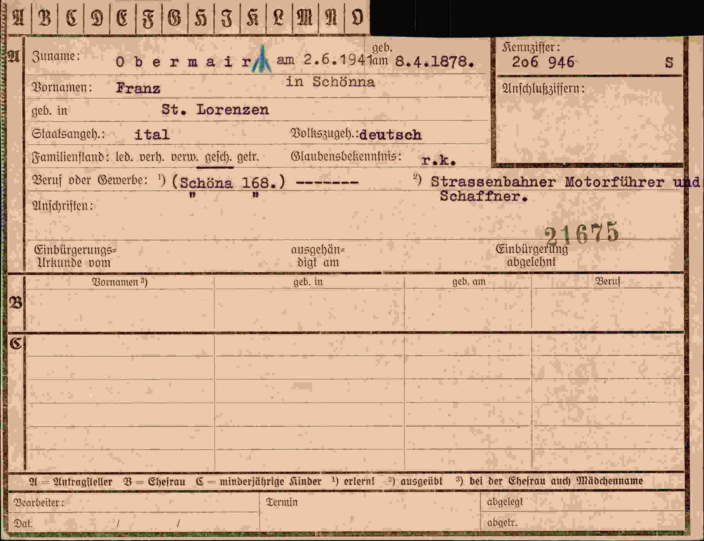 Dokument für Franz Obermair