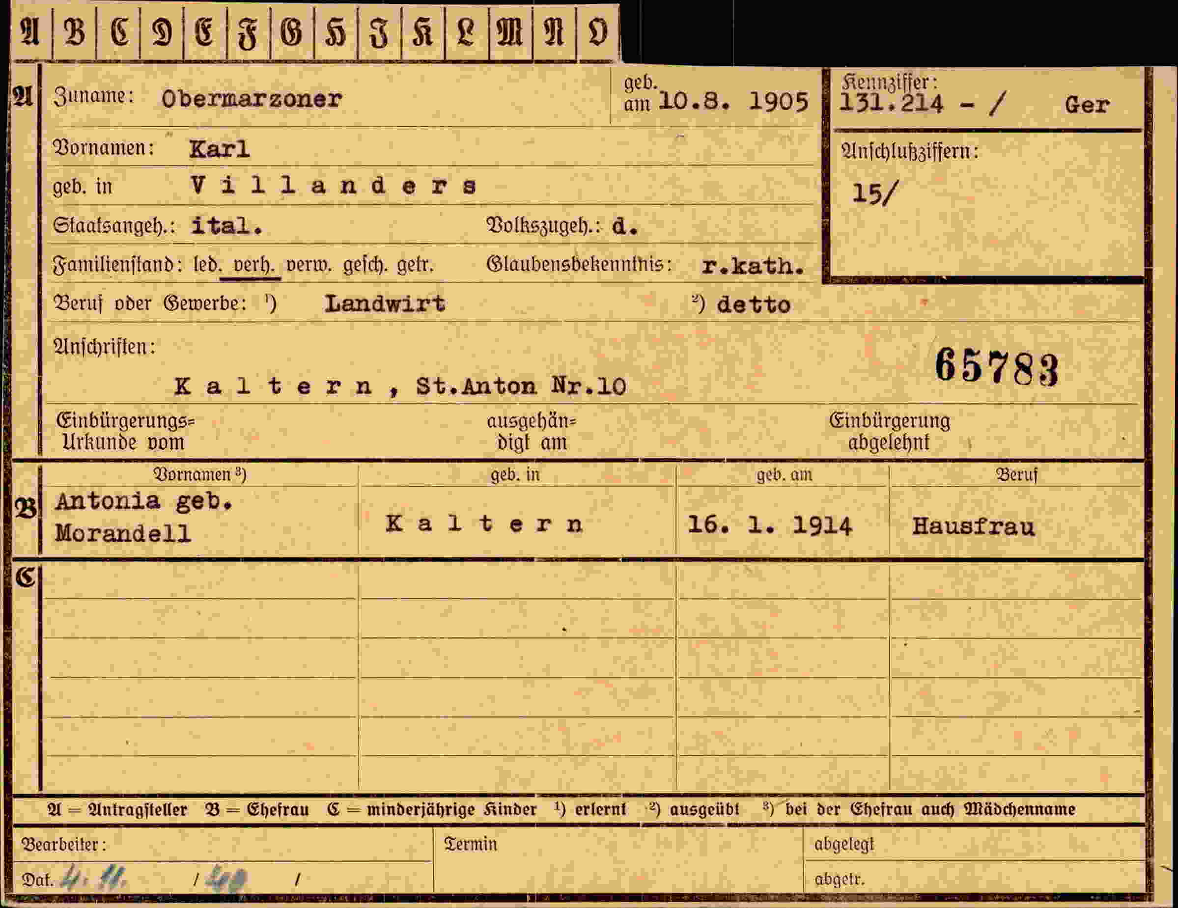 Dokument für Karl Obermarzoner