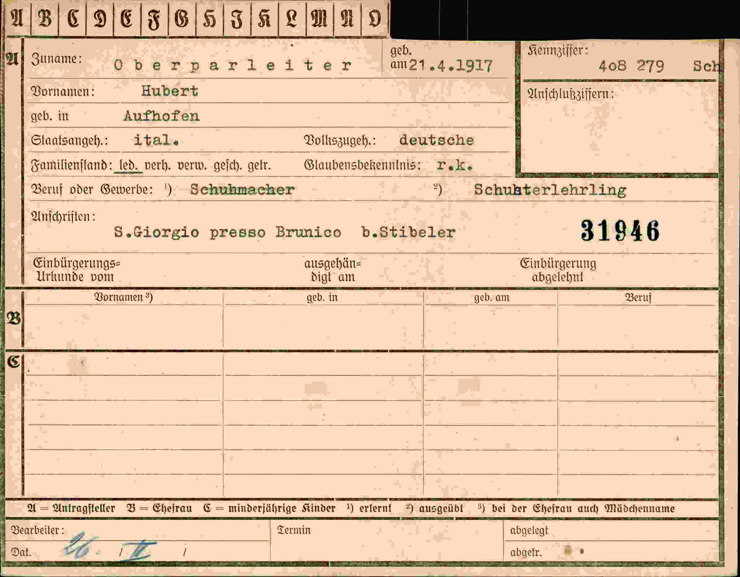 Dokument für Hubert Oberparleiter