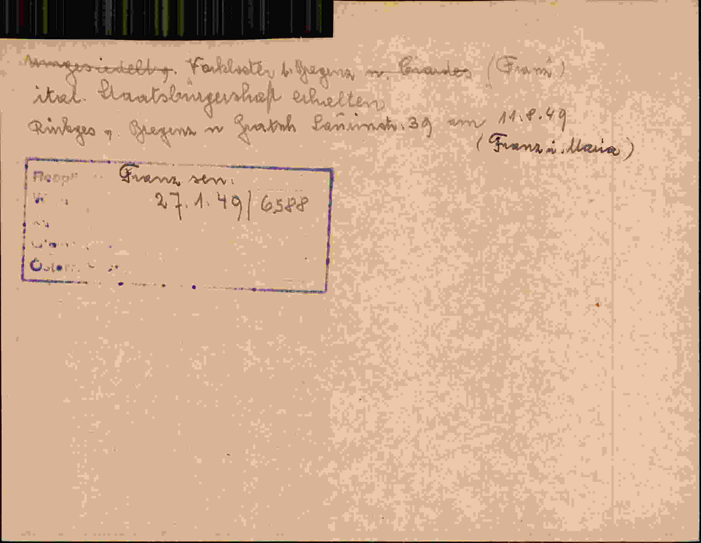 Rückseite des Dokuments