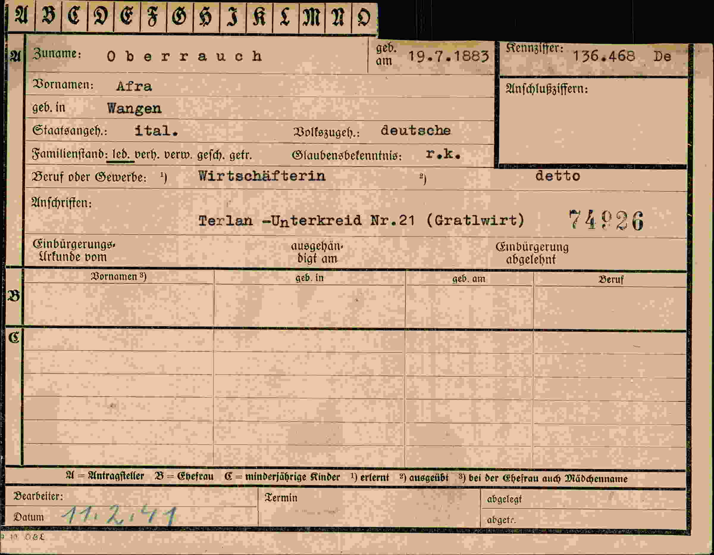 Vorderseite des Dokuments