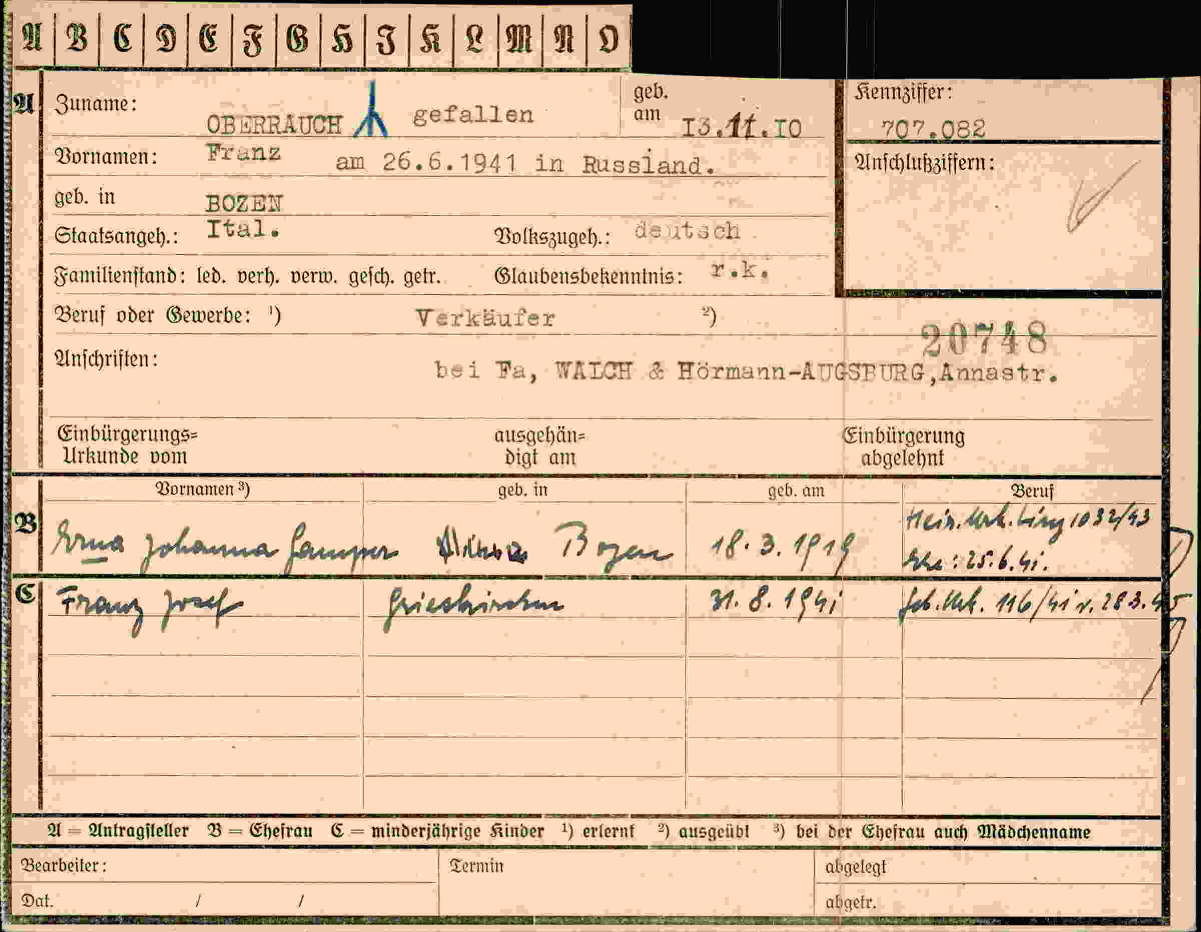 Dokument für Franz Oberrauch