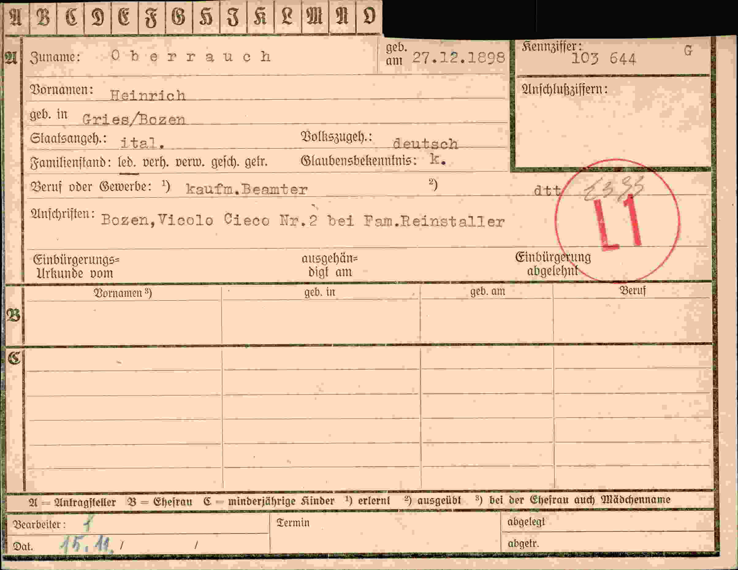 Dokument für Heinrich Oberrauch