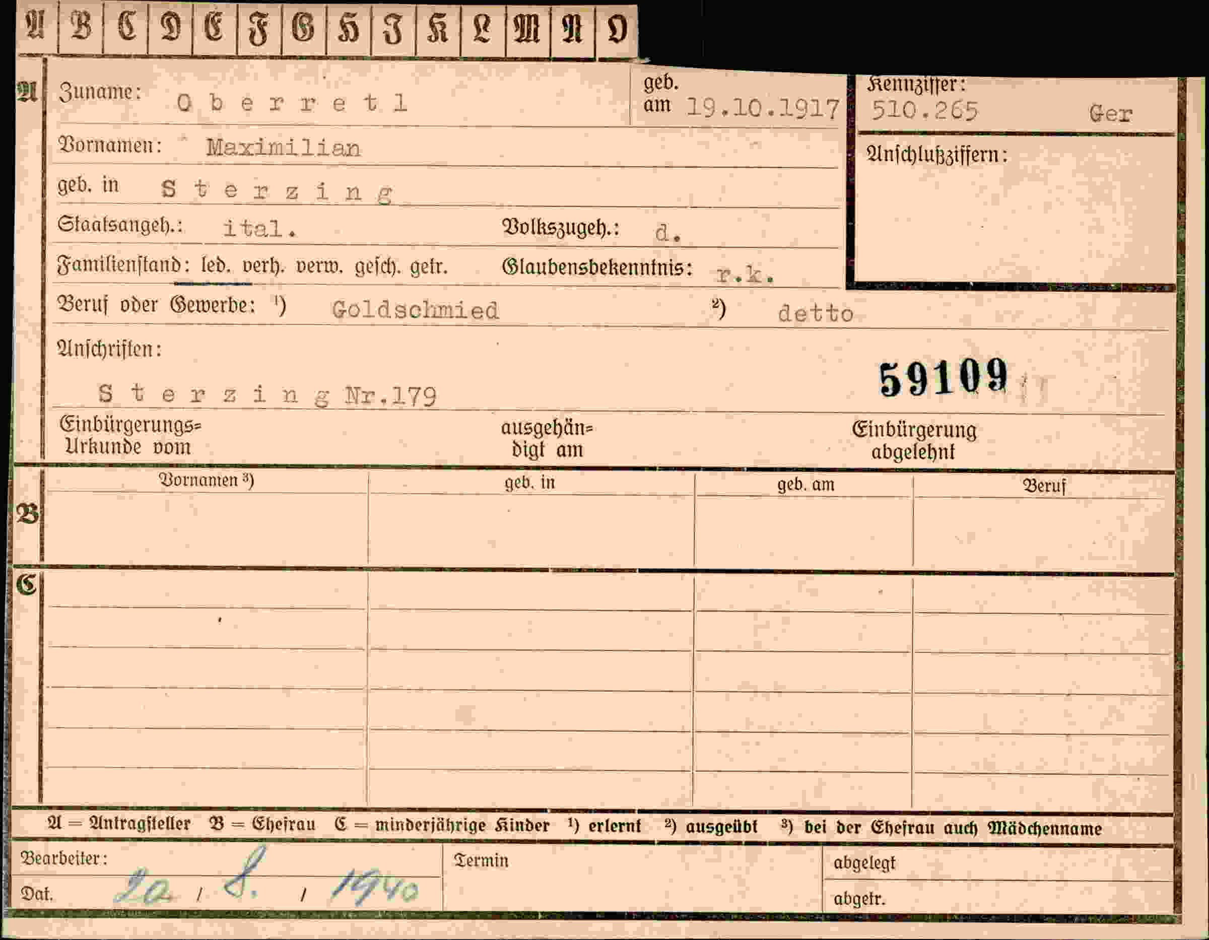Dokument für Maximilian Oberretl