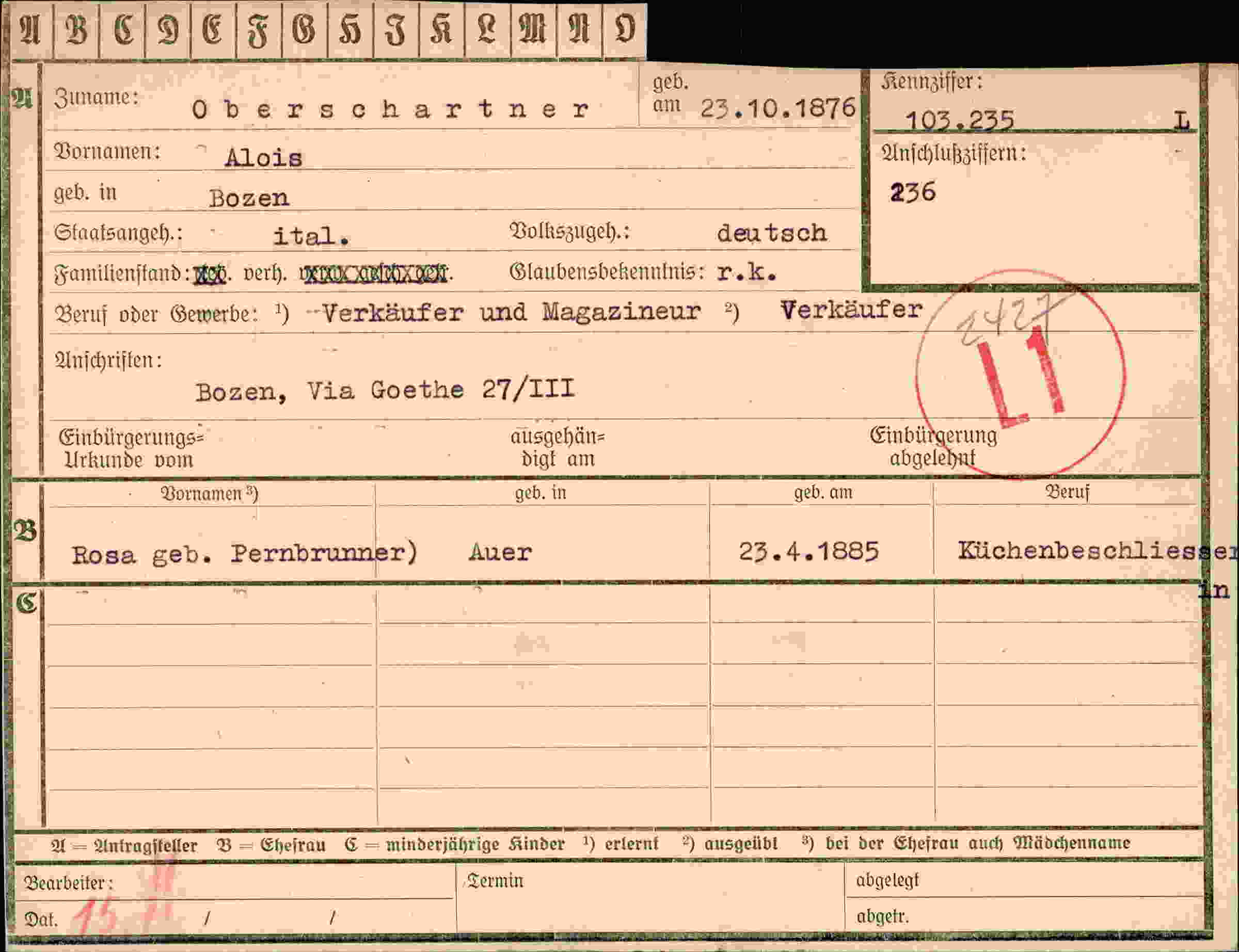 Vorderseite des Dokuments