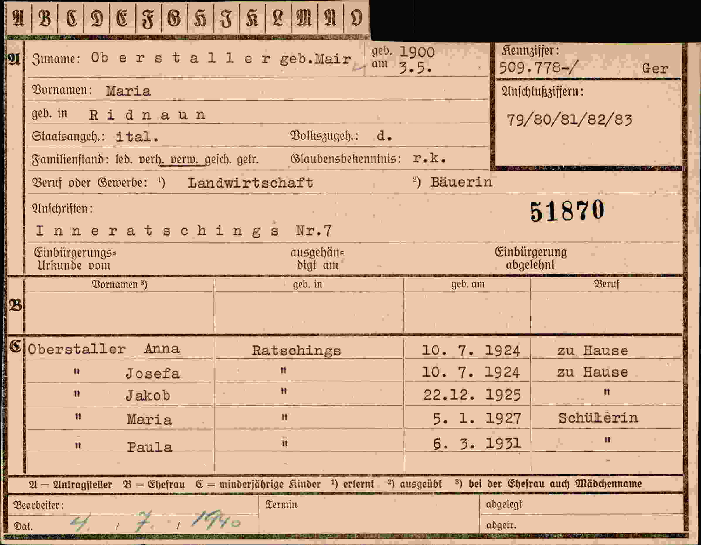 Vorderseite des Dokuments