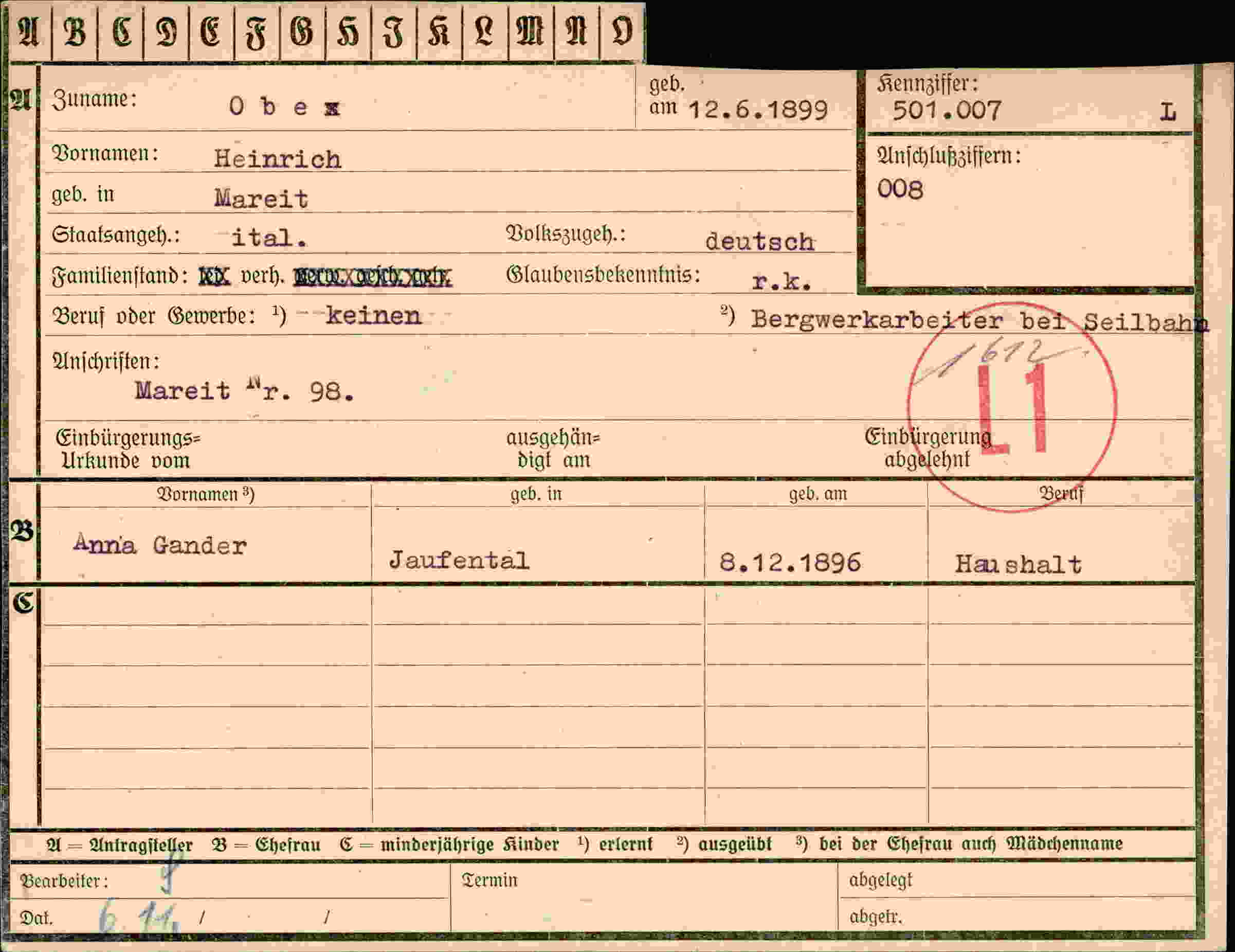 Dokument für Heinrich Obex