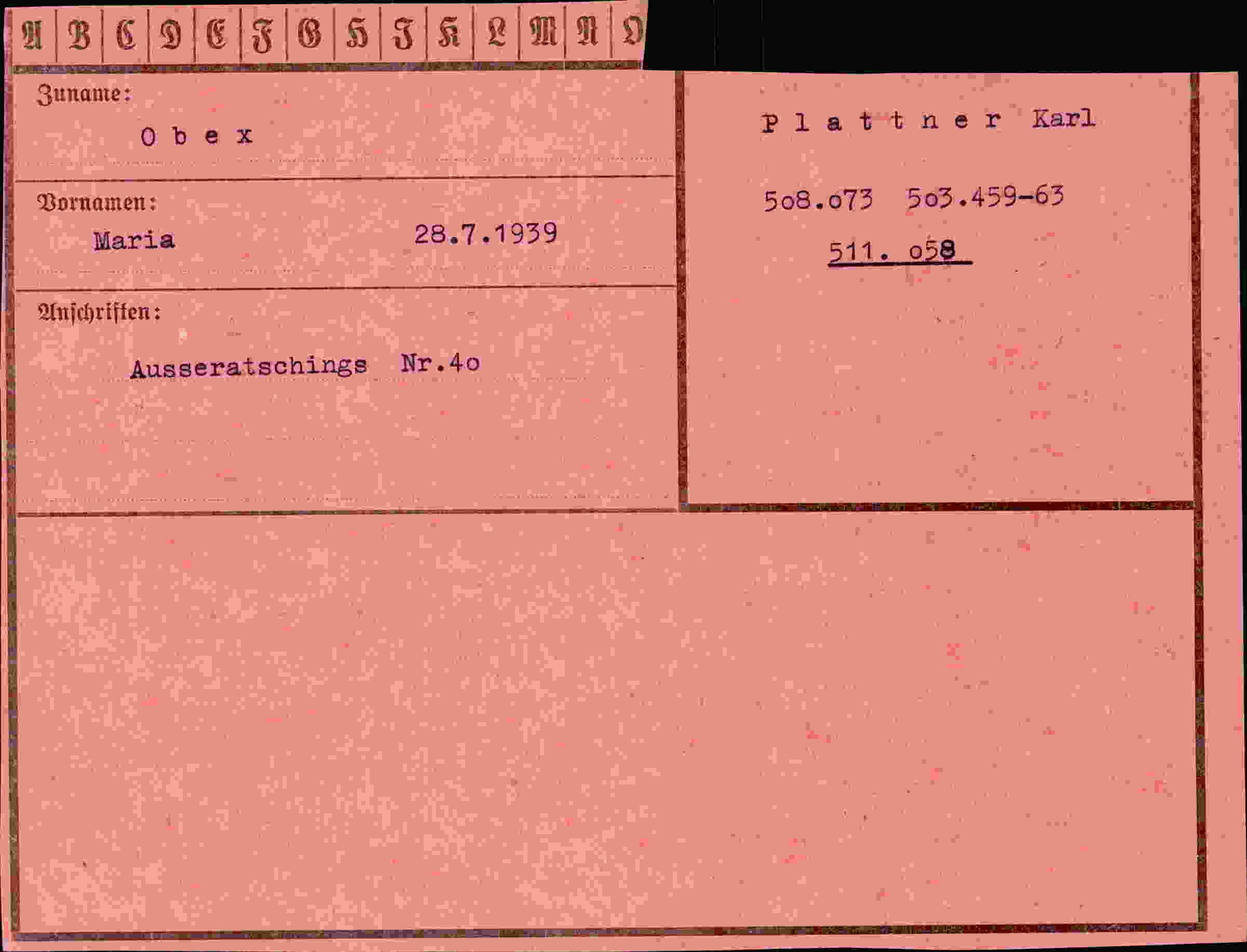 Vorderseite des Dokuments