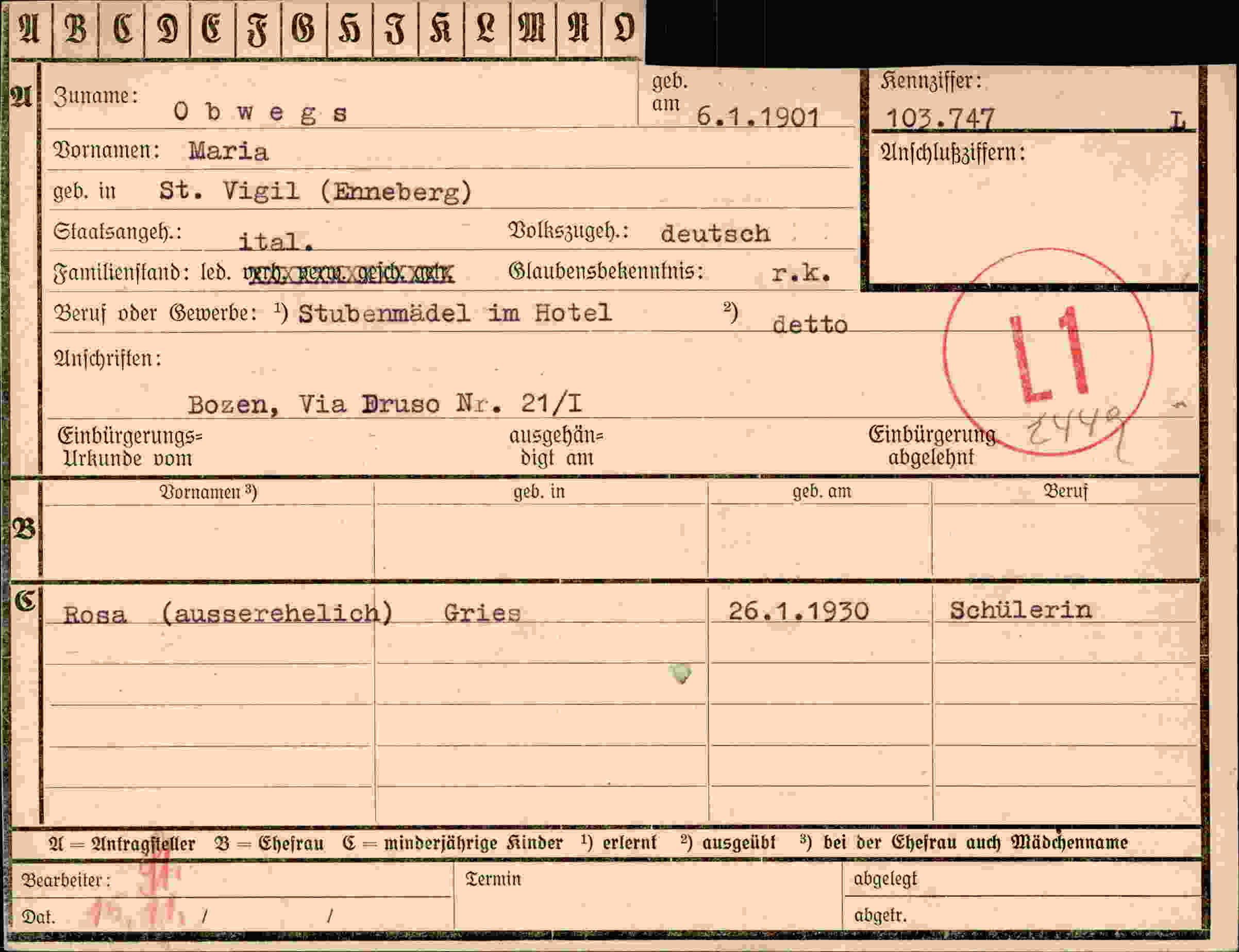 Vorderseite des Dokuments