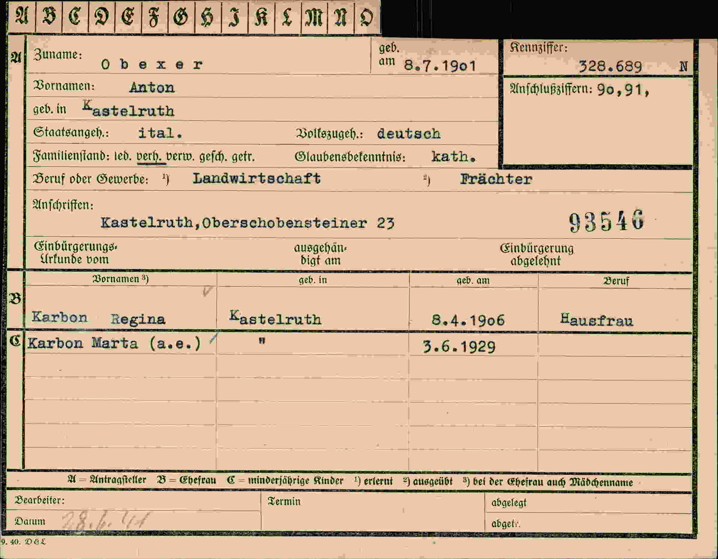 Dokument für Anton Obex