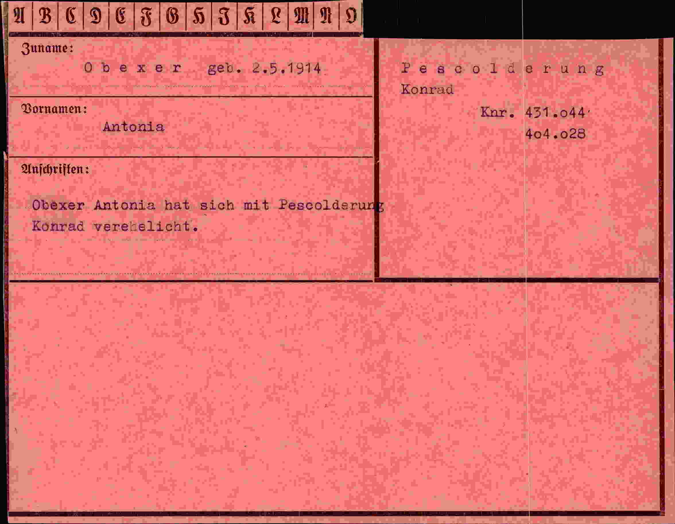 Vorderseite des Dokuments