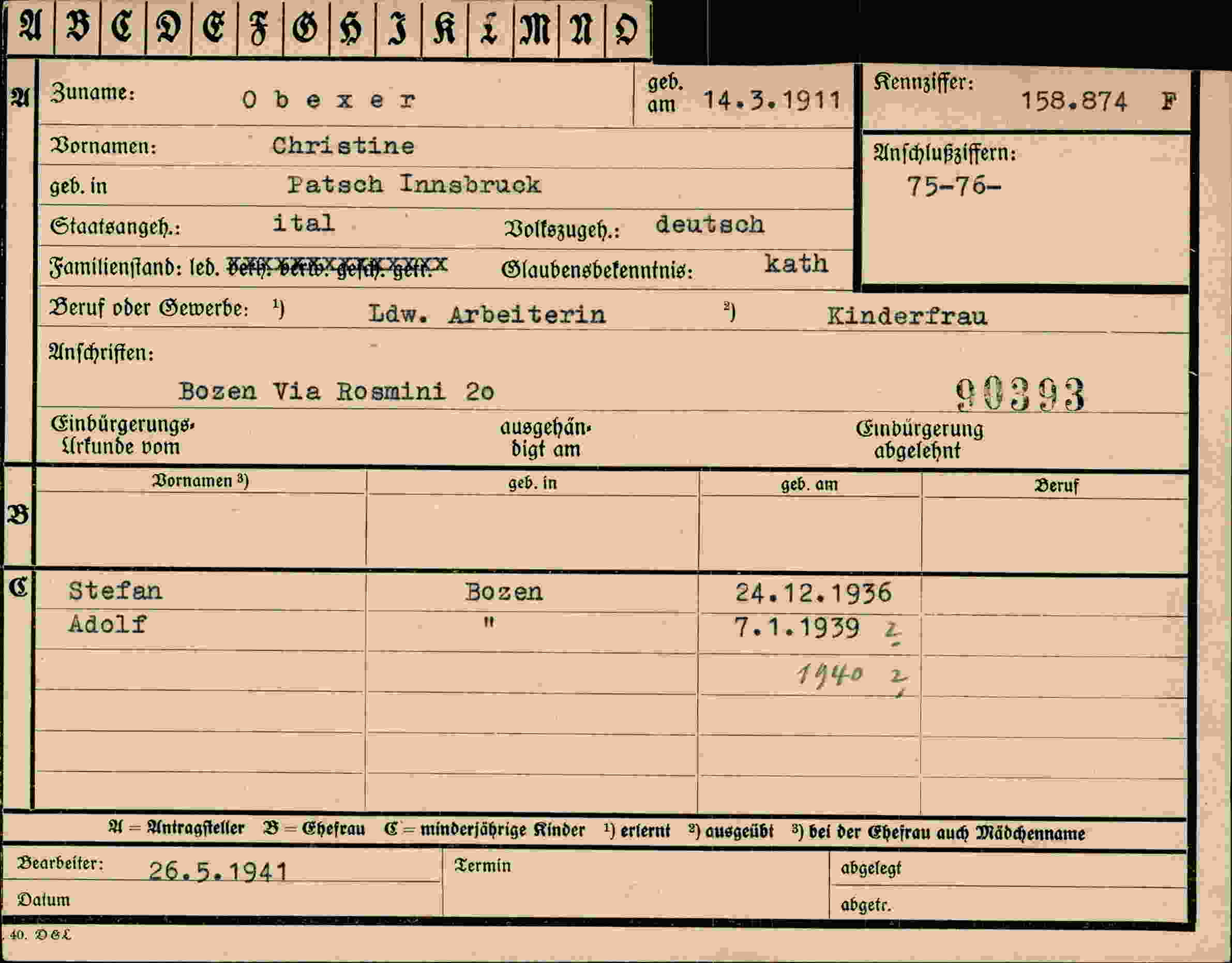 Dokument für Christine Obexer
