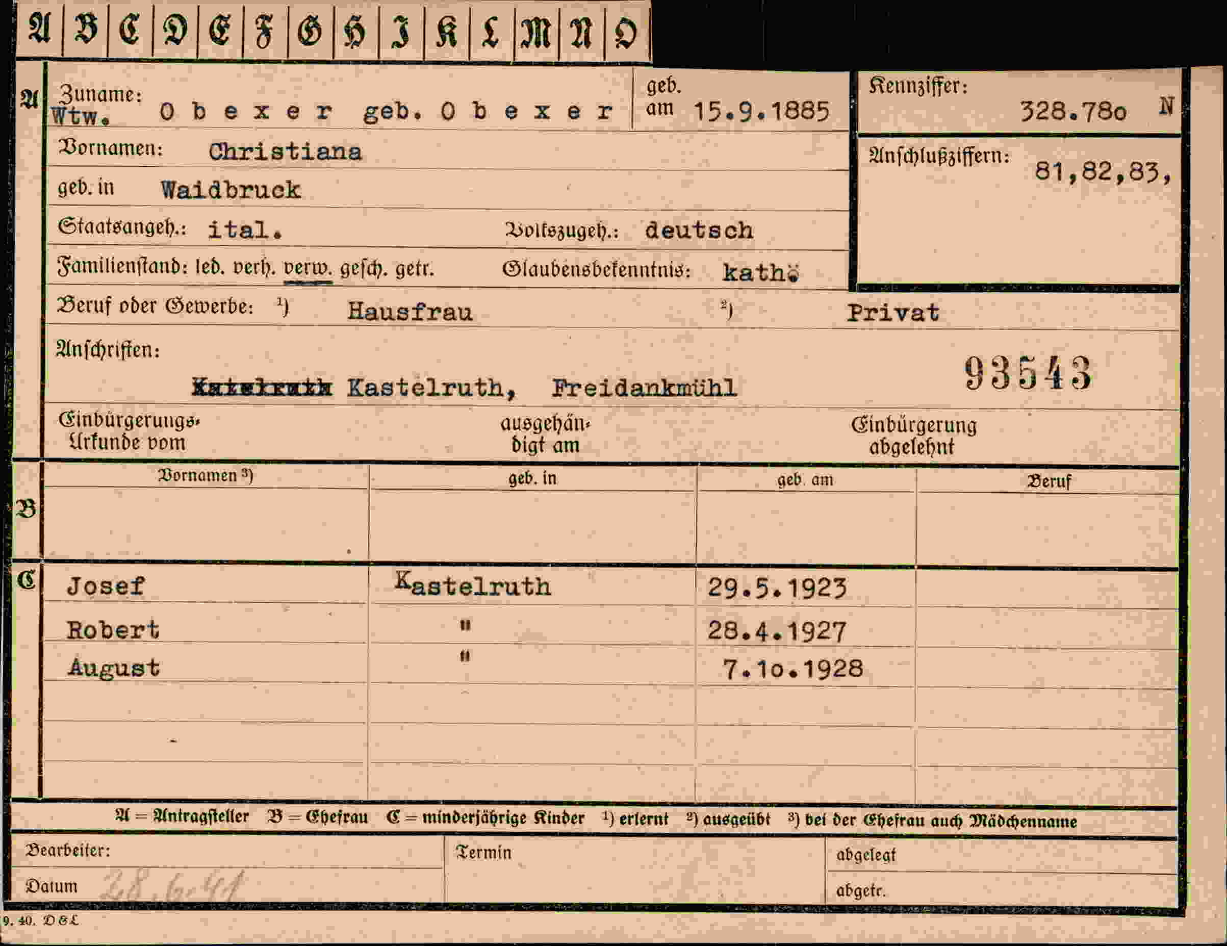 Dokument für Christiana Obexer