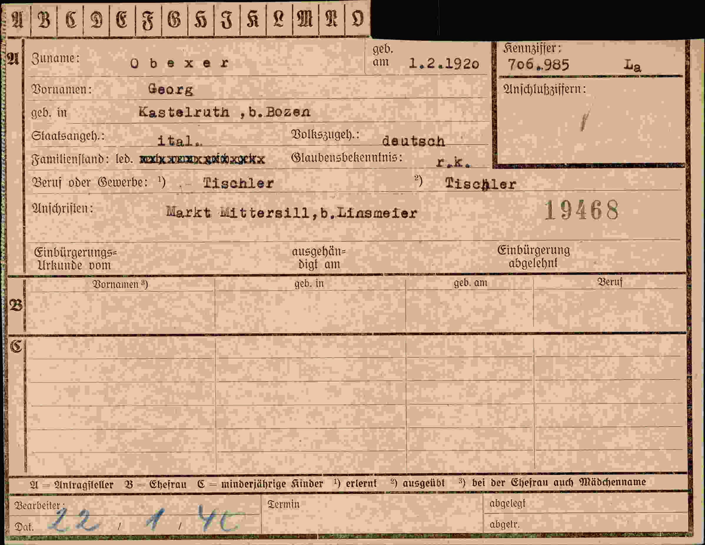 Dokument für Georg Obexer