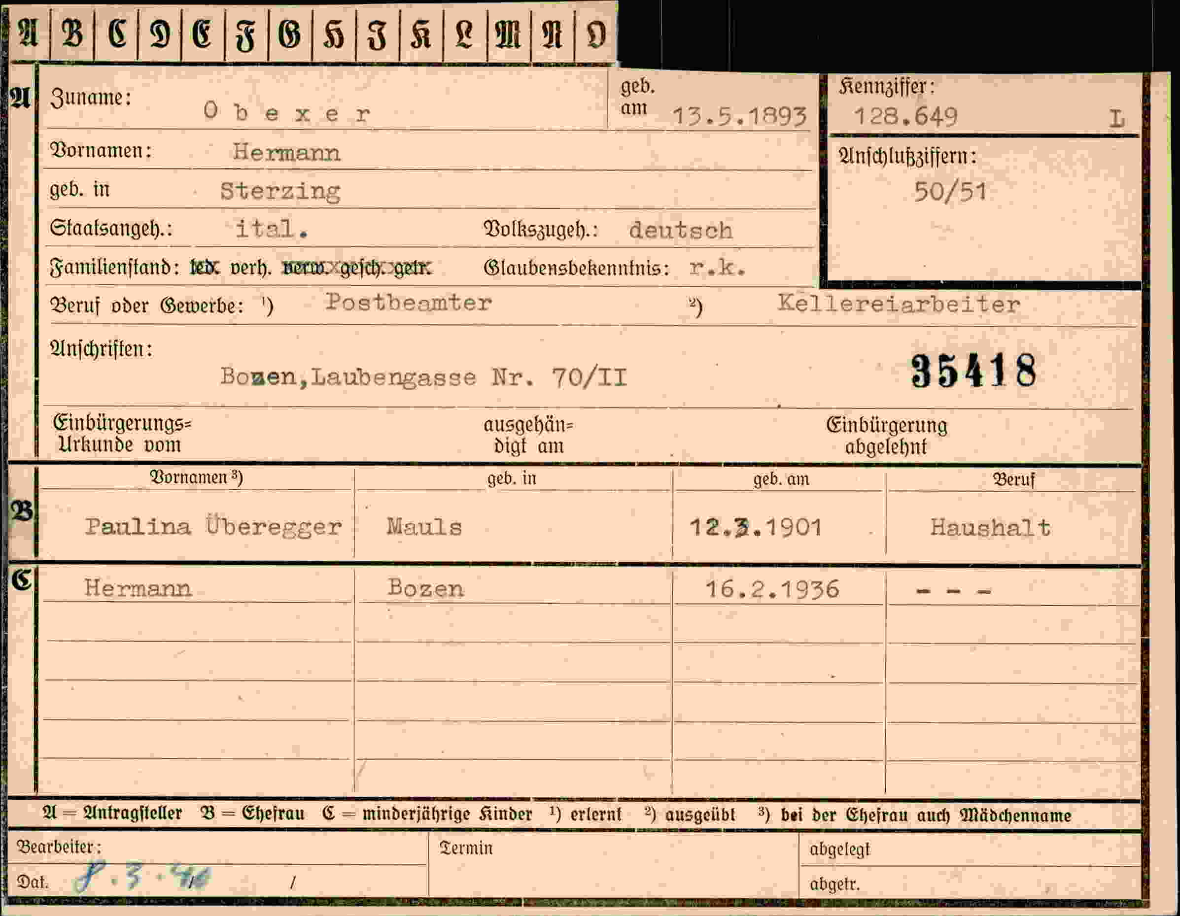 Dokument für Hermann Obex