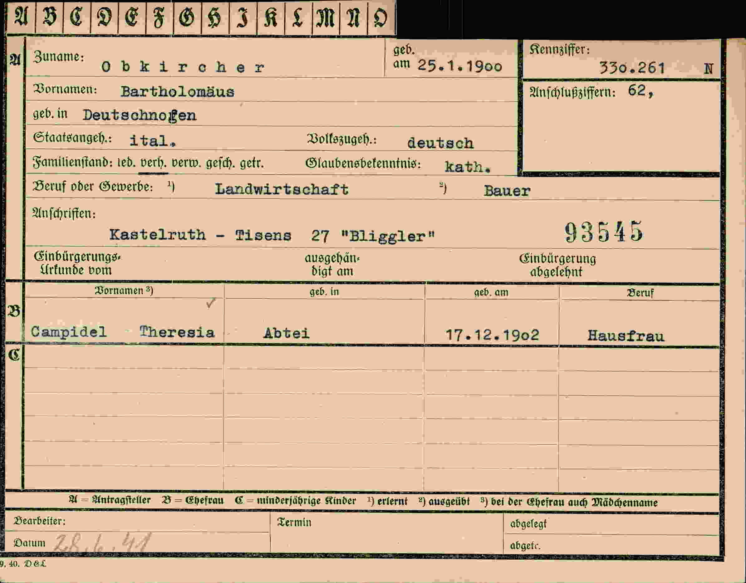 Dokument für Bartholomäus Obkircher