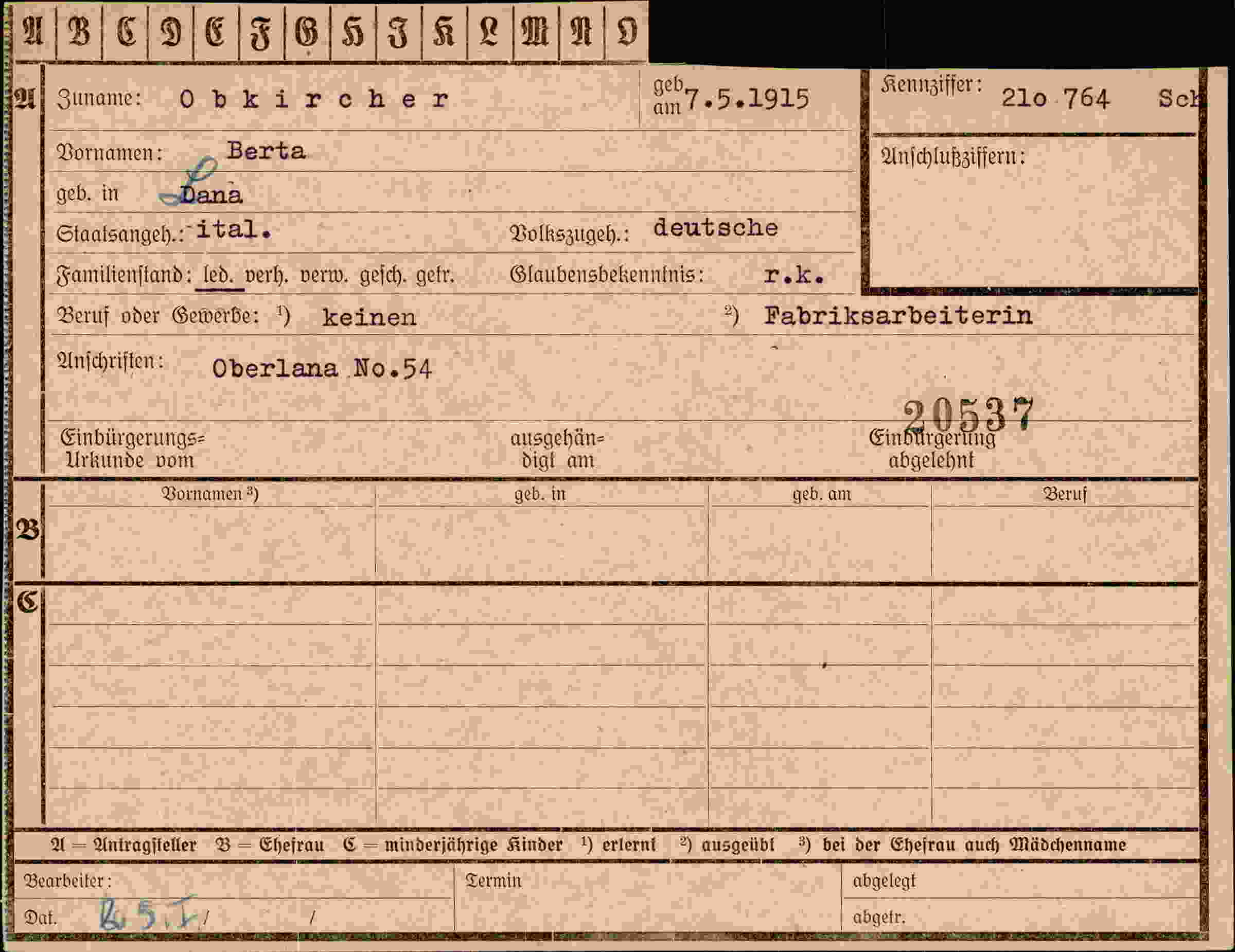 Vorderseite des Dokuments
