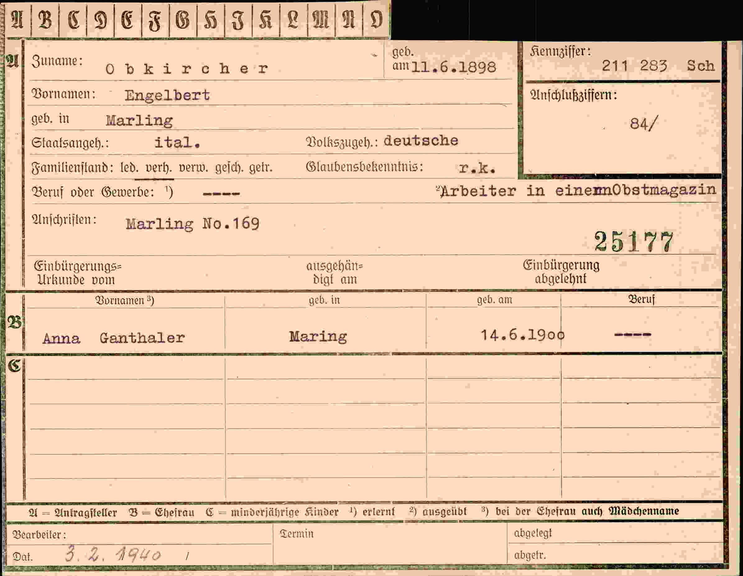 Dokument für Engelbert Obkircher