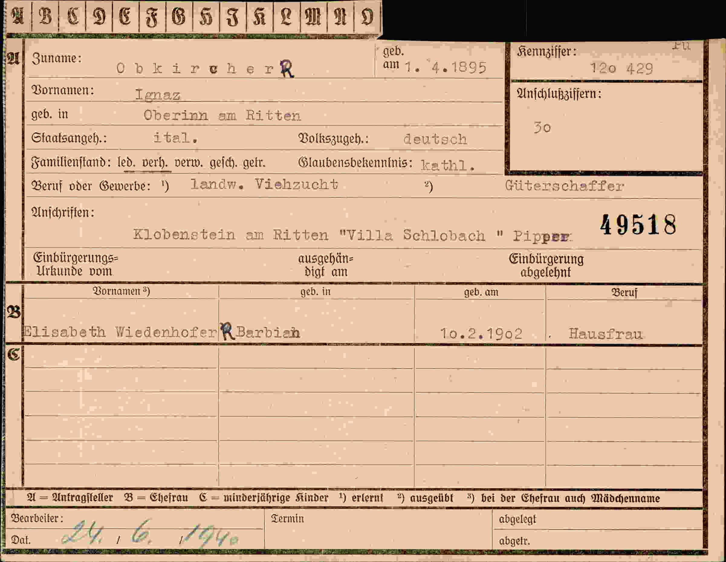 Dokument für Ignaz Obkircherk