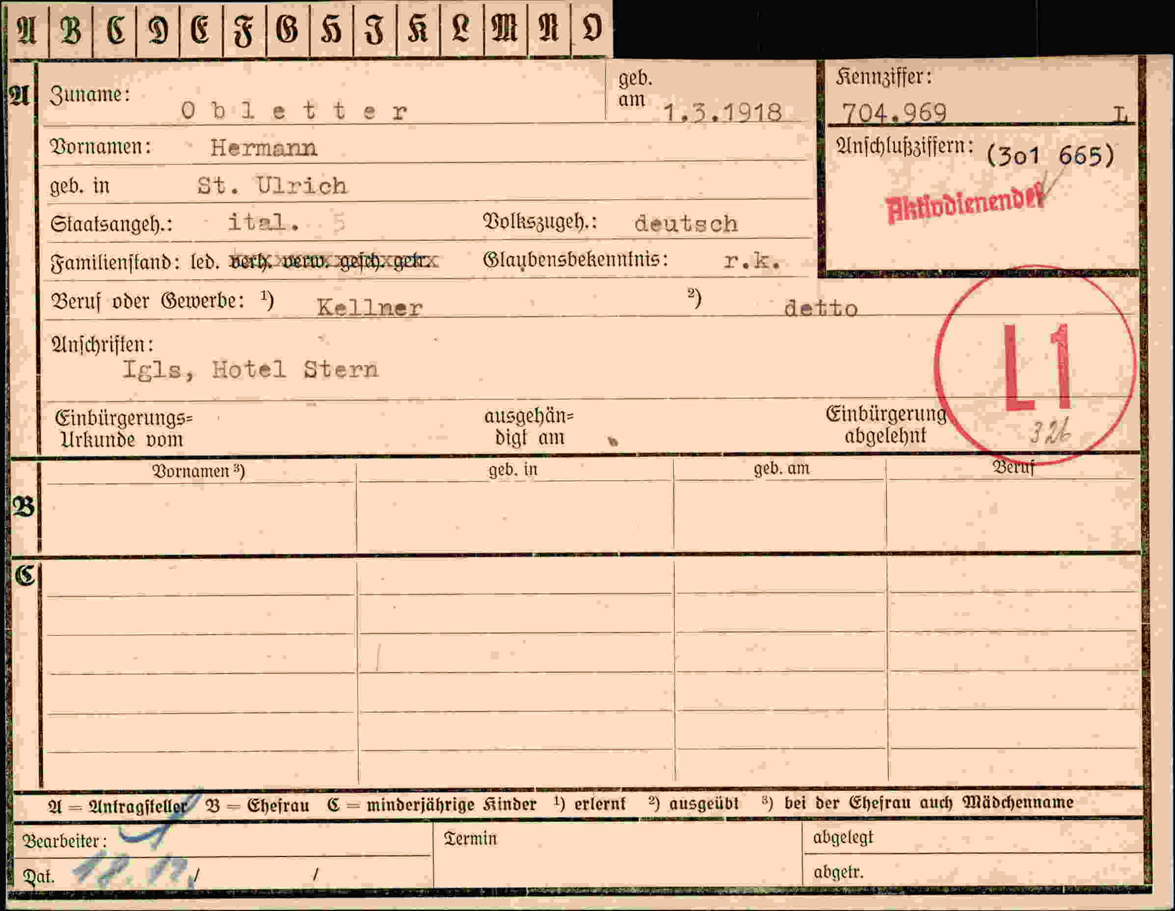 Dokument für Hermann Obletter