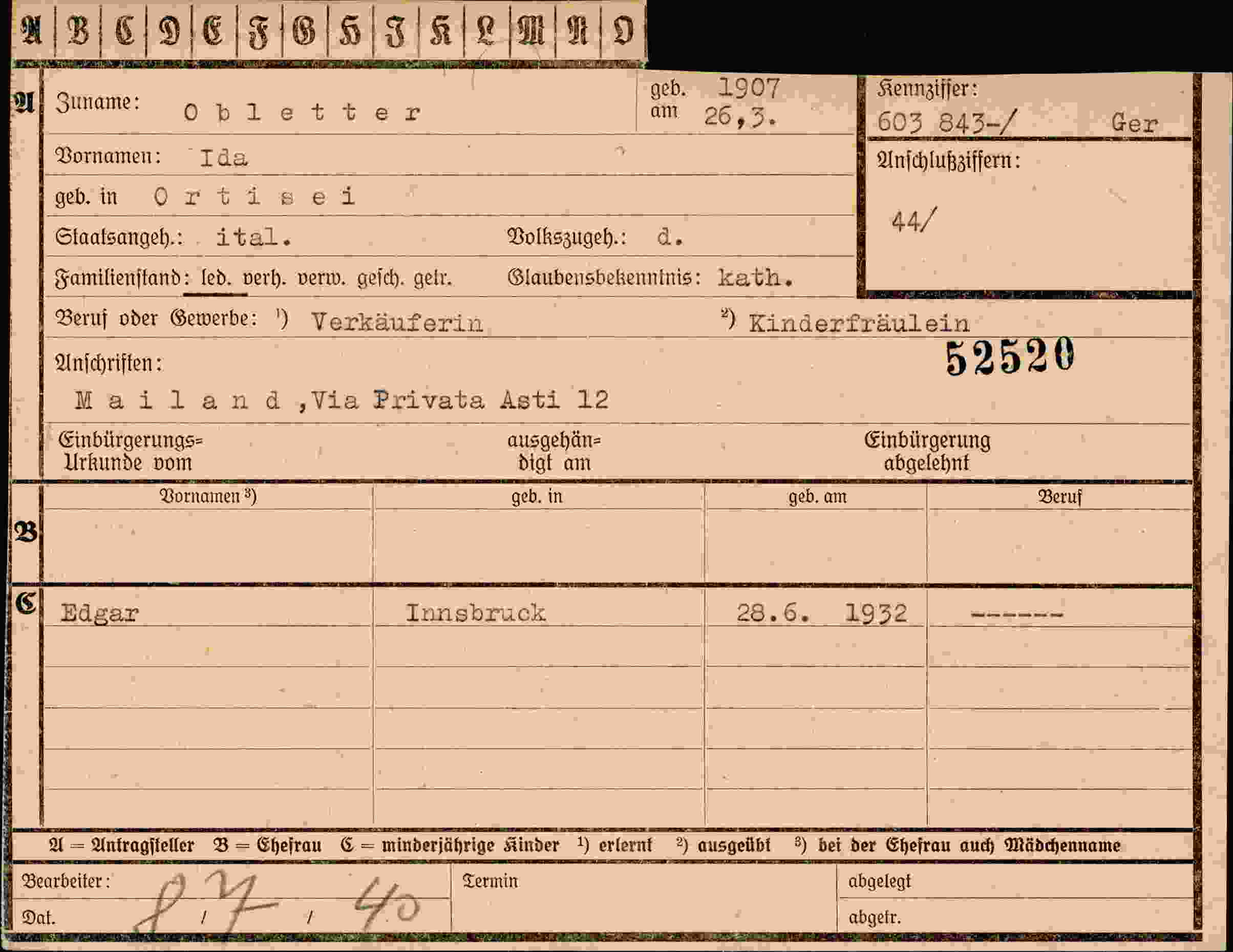 Dokument für Ida Obletter
