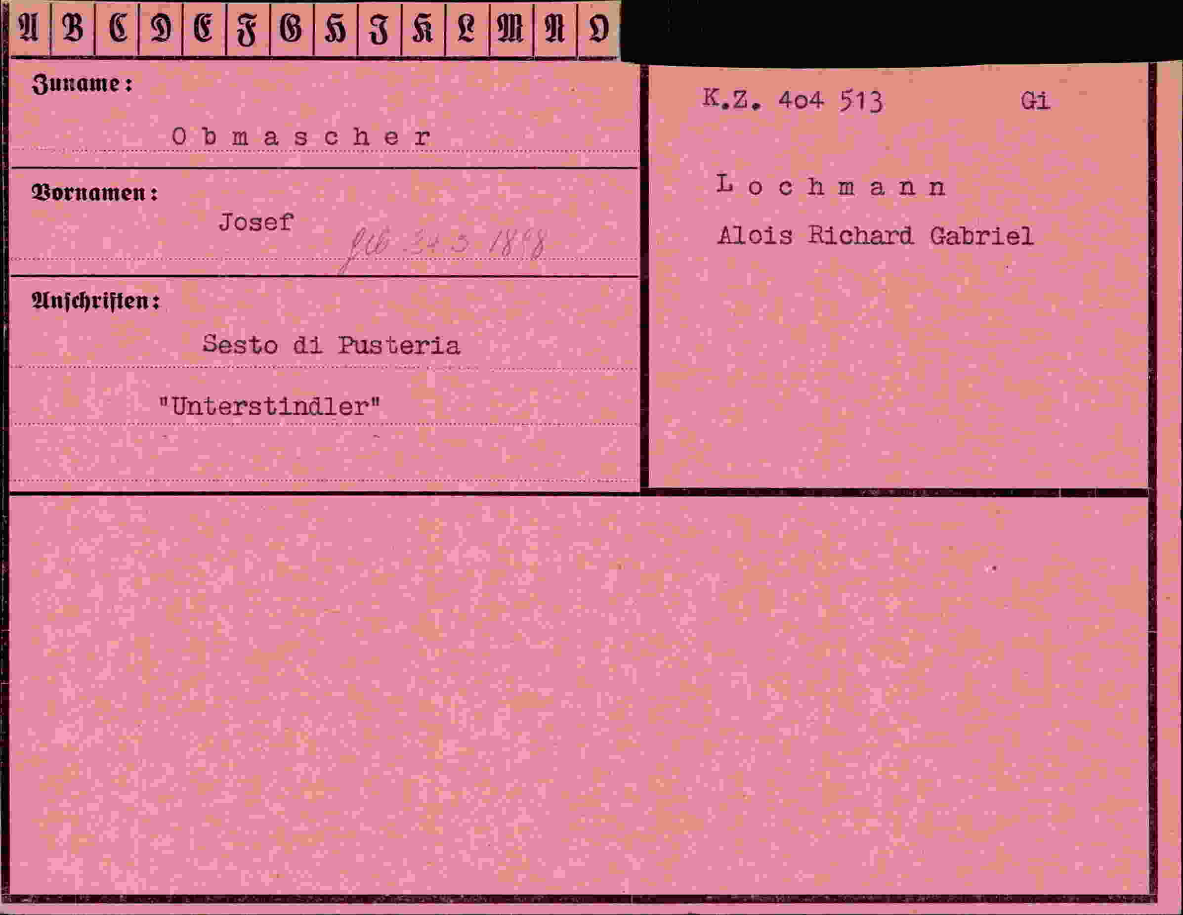 Vorderseite des Dokuments