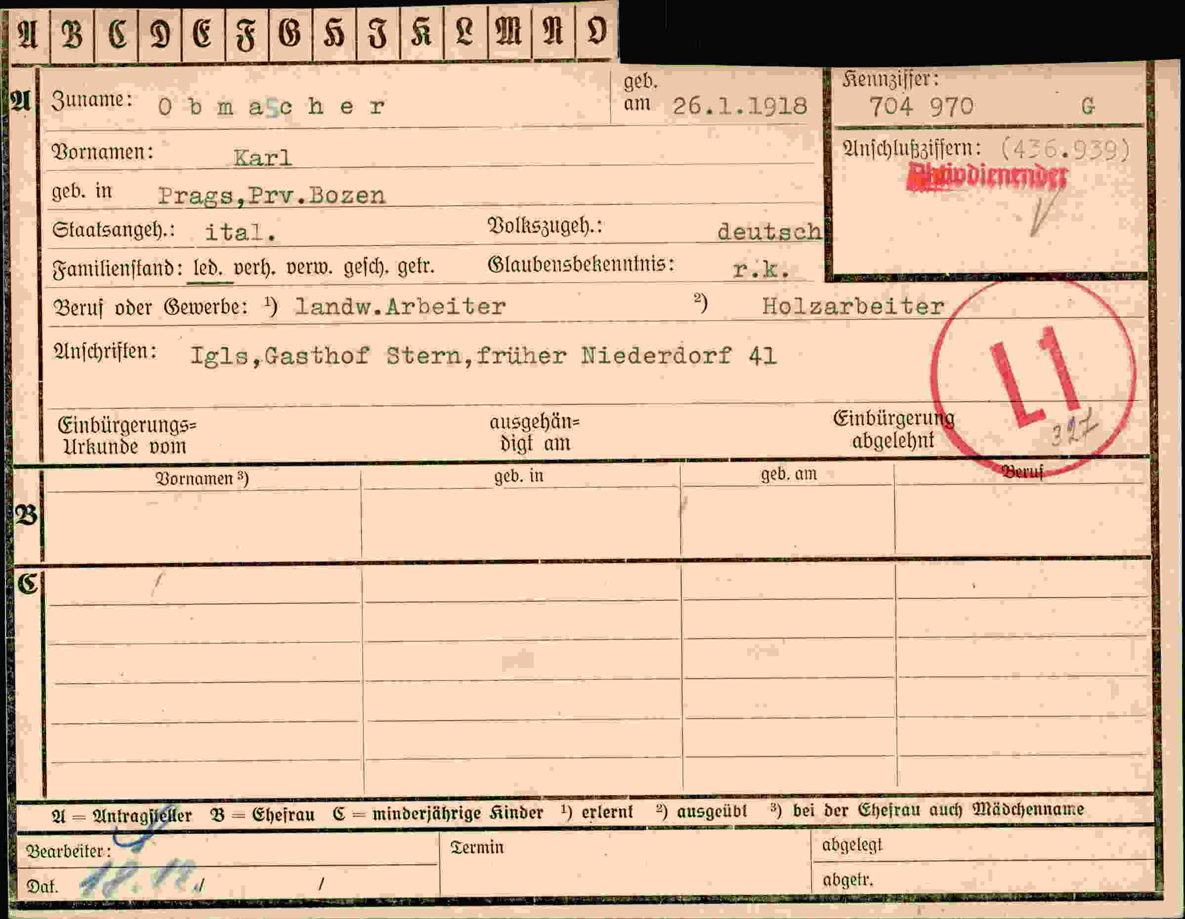 Dokument für Karl Obmacher