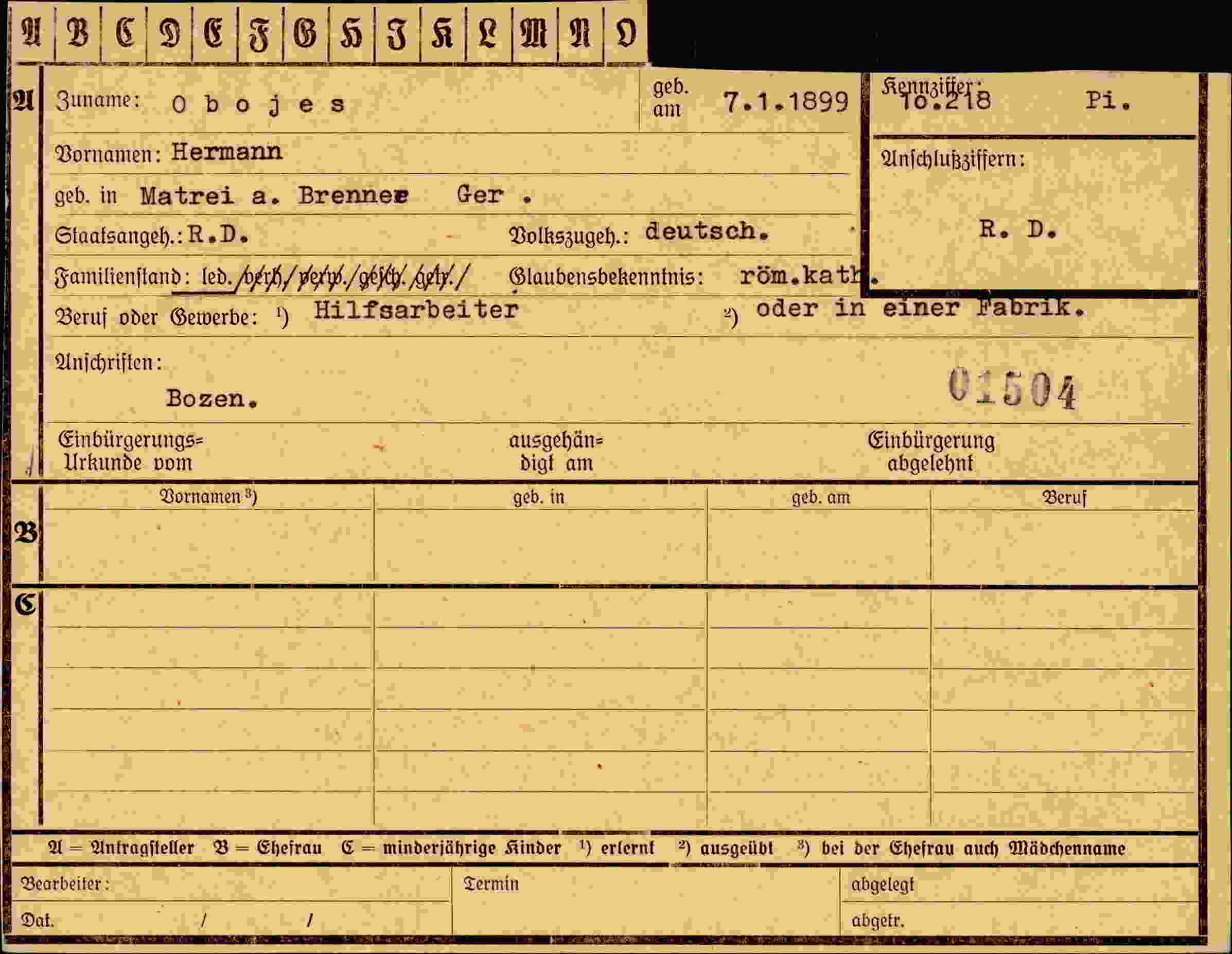 Dokument für Hermann Obojes