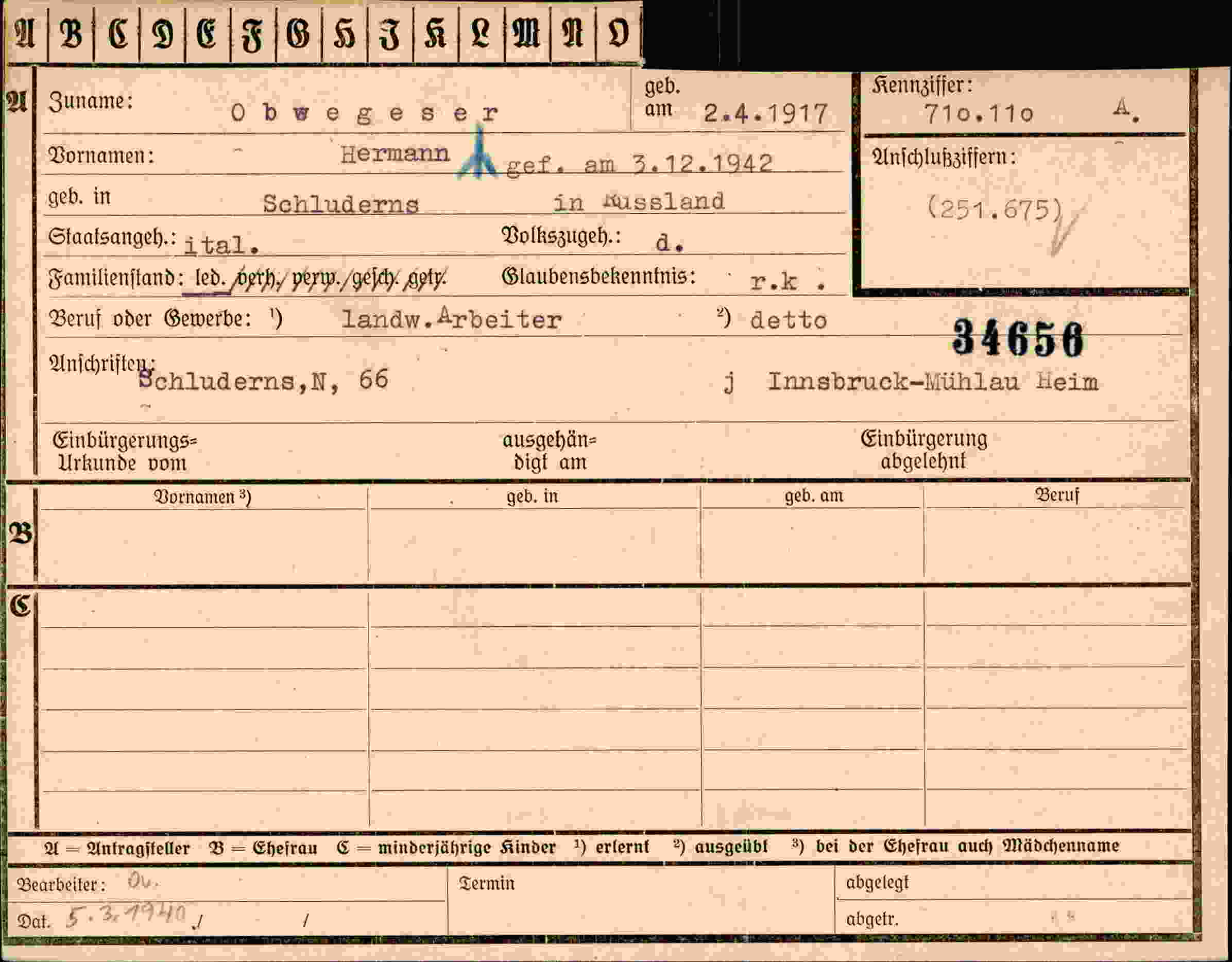 Dokument für Hermann Obwegeser