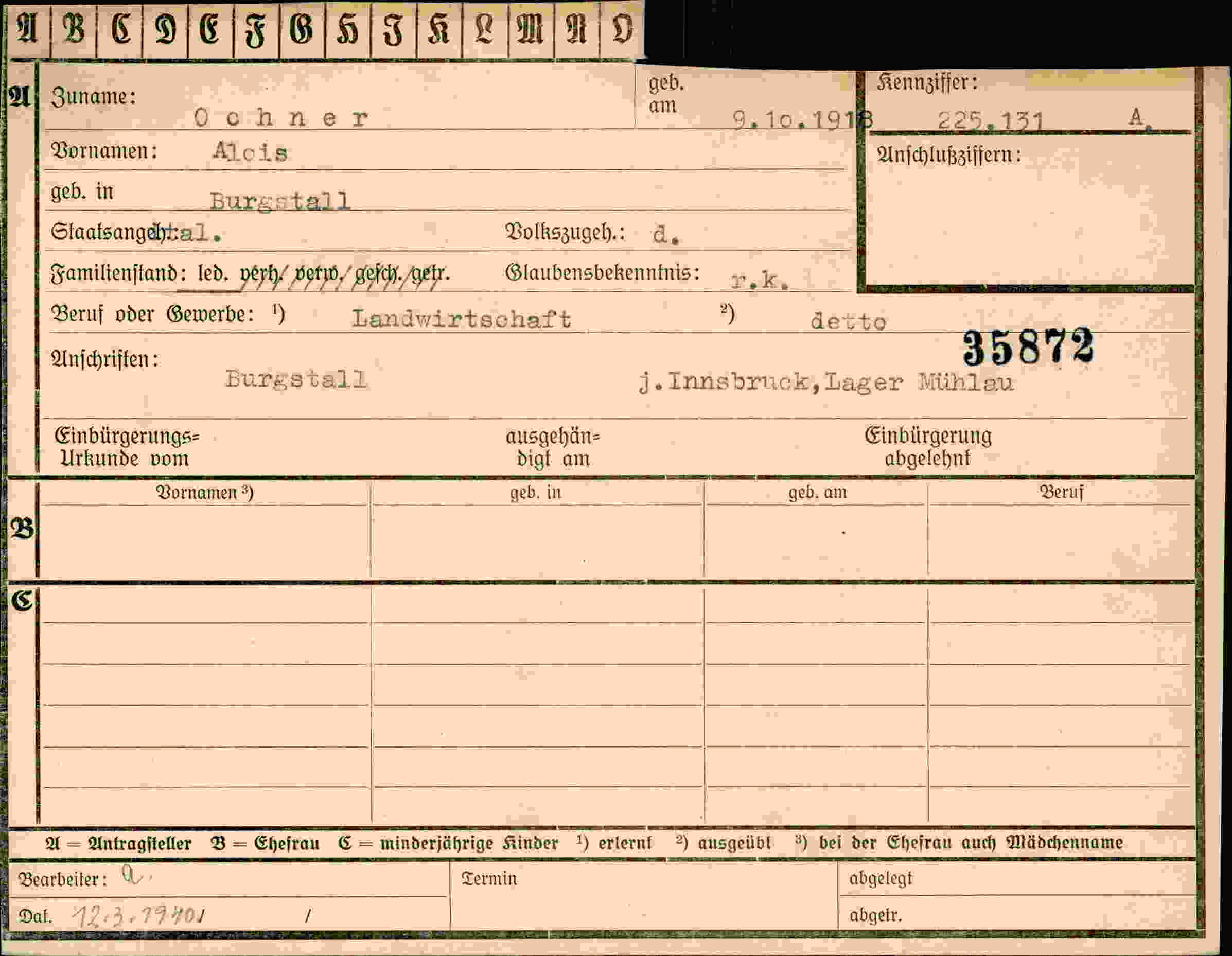 Dokument für Alois Ochner