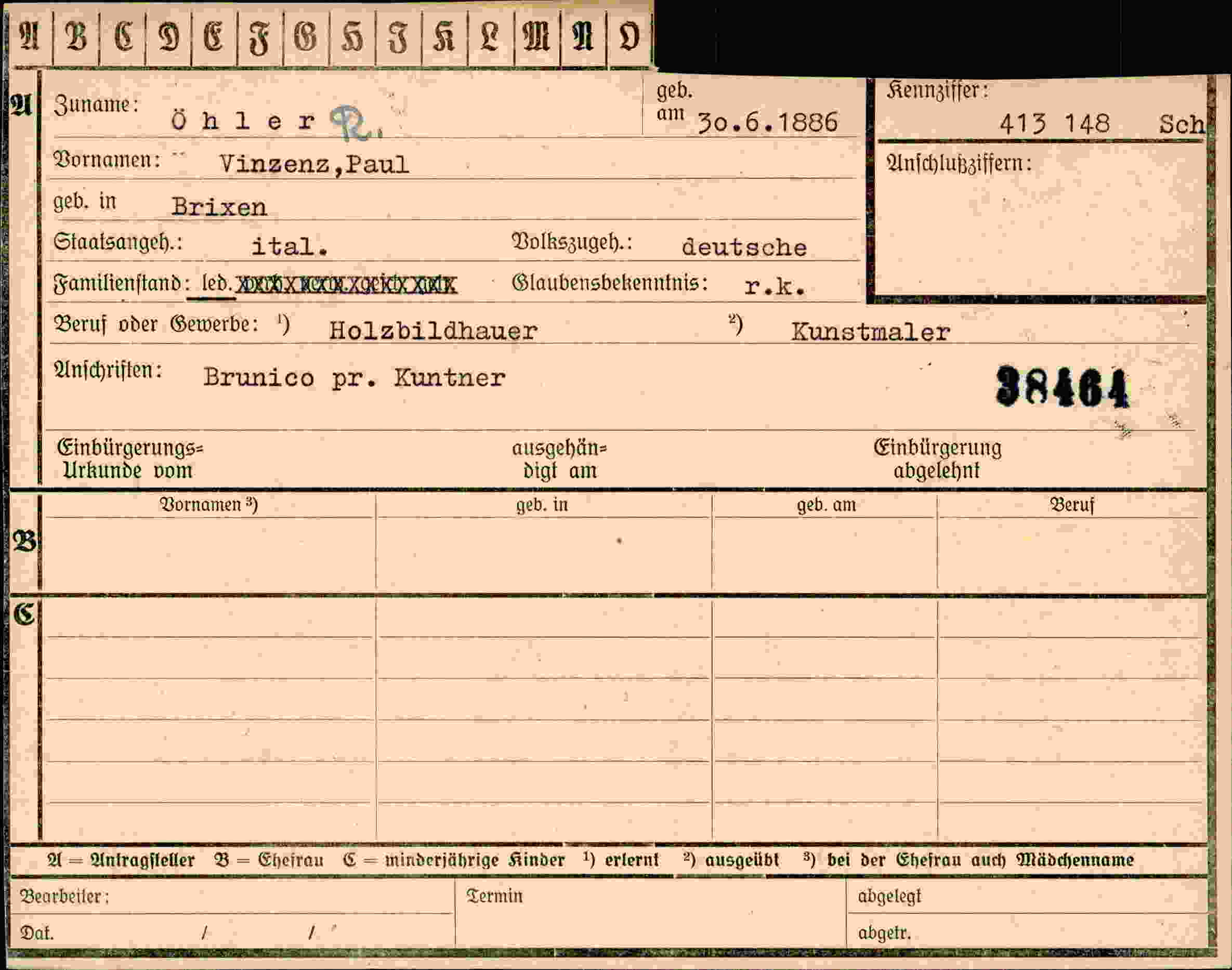 Vorderseite des Dokuments