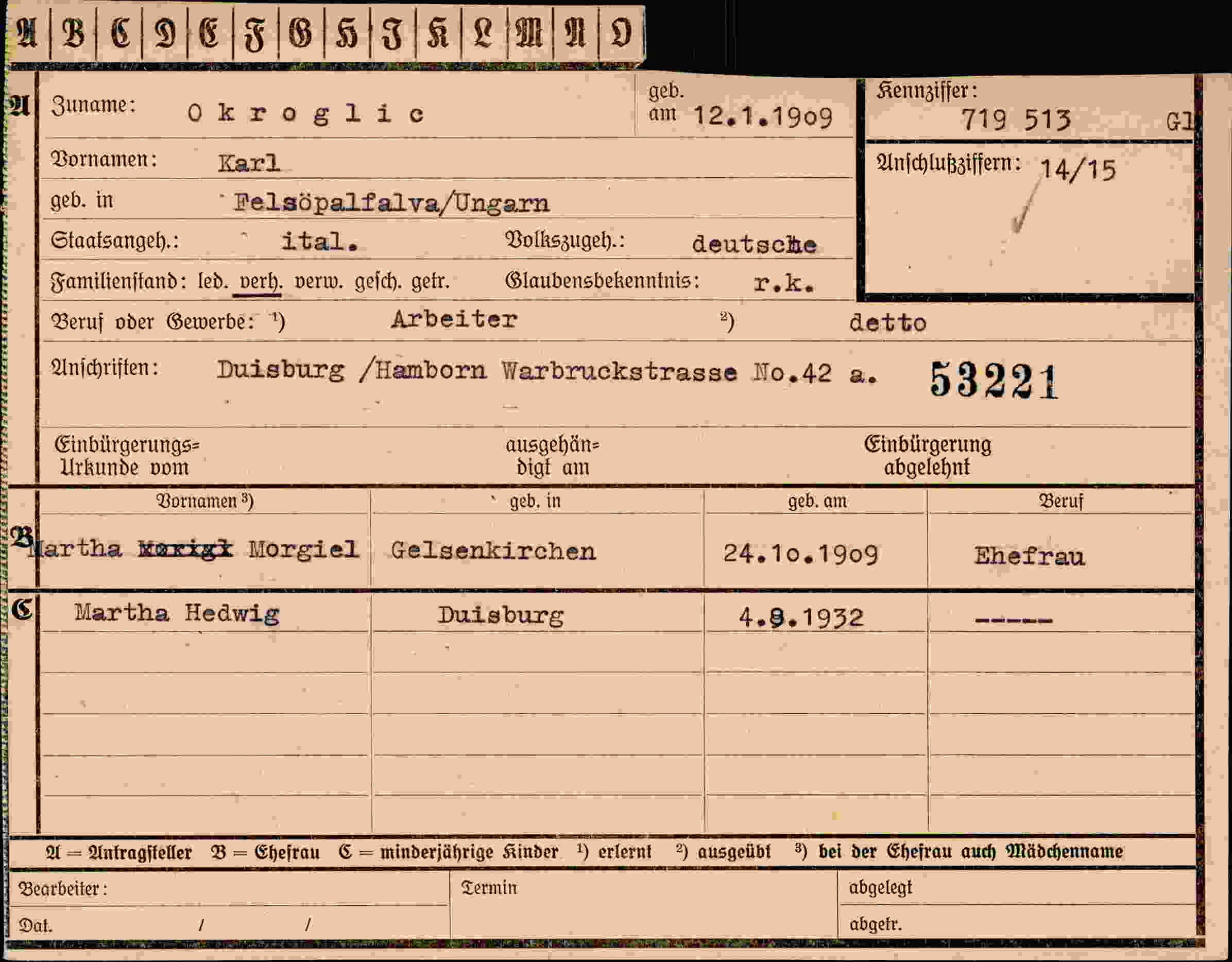 Dokument für Karl Okroglie