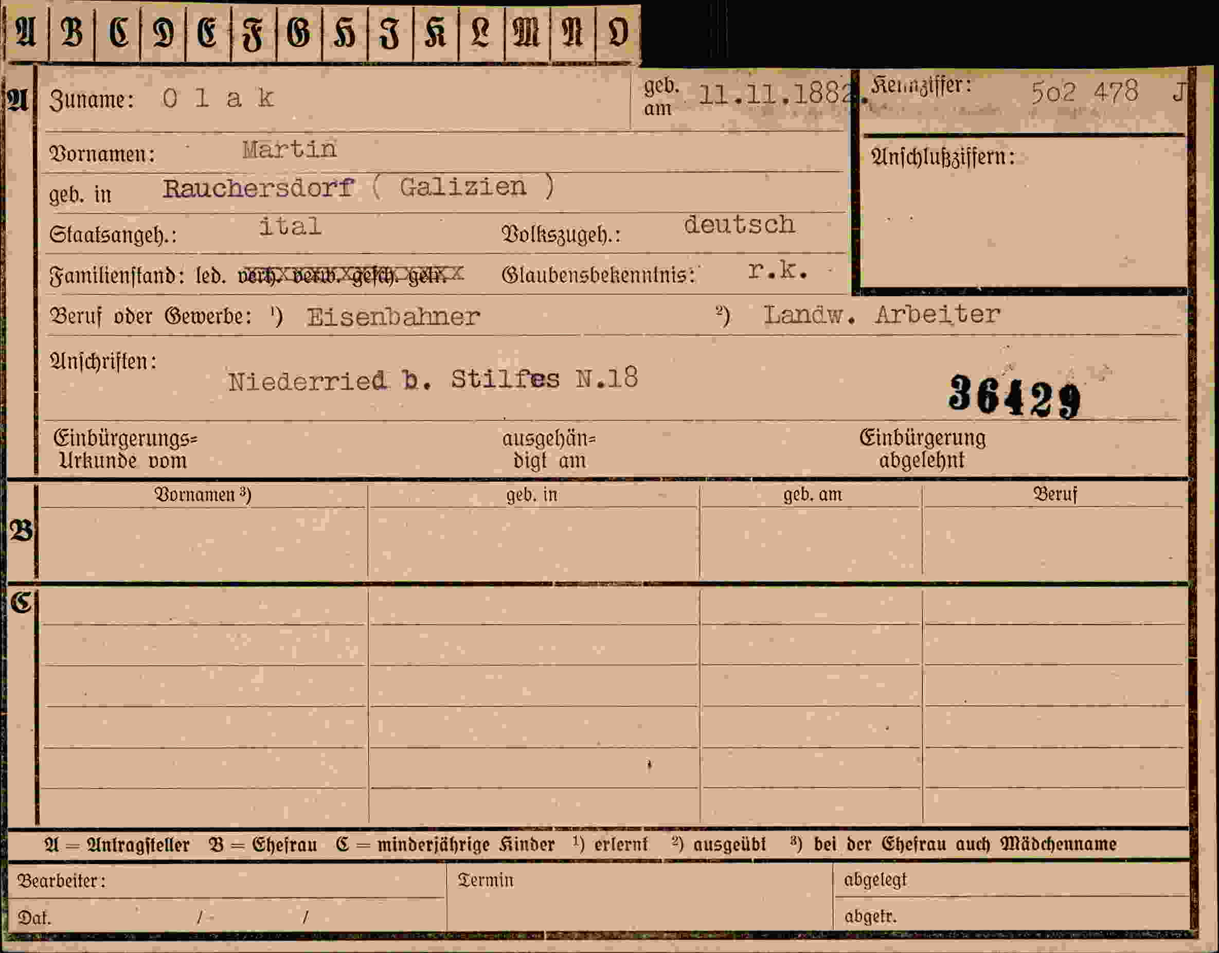 Dokument für Martin Olak
