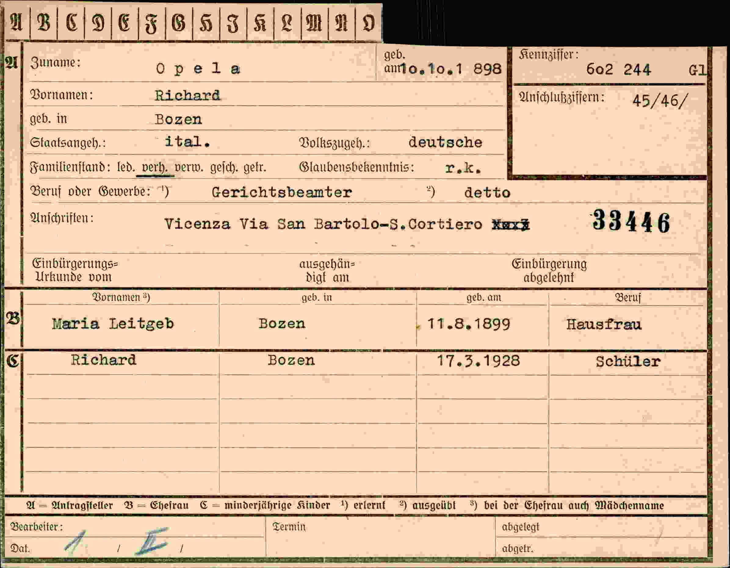 Dokument für Richard Opela