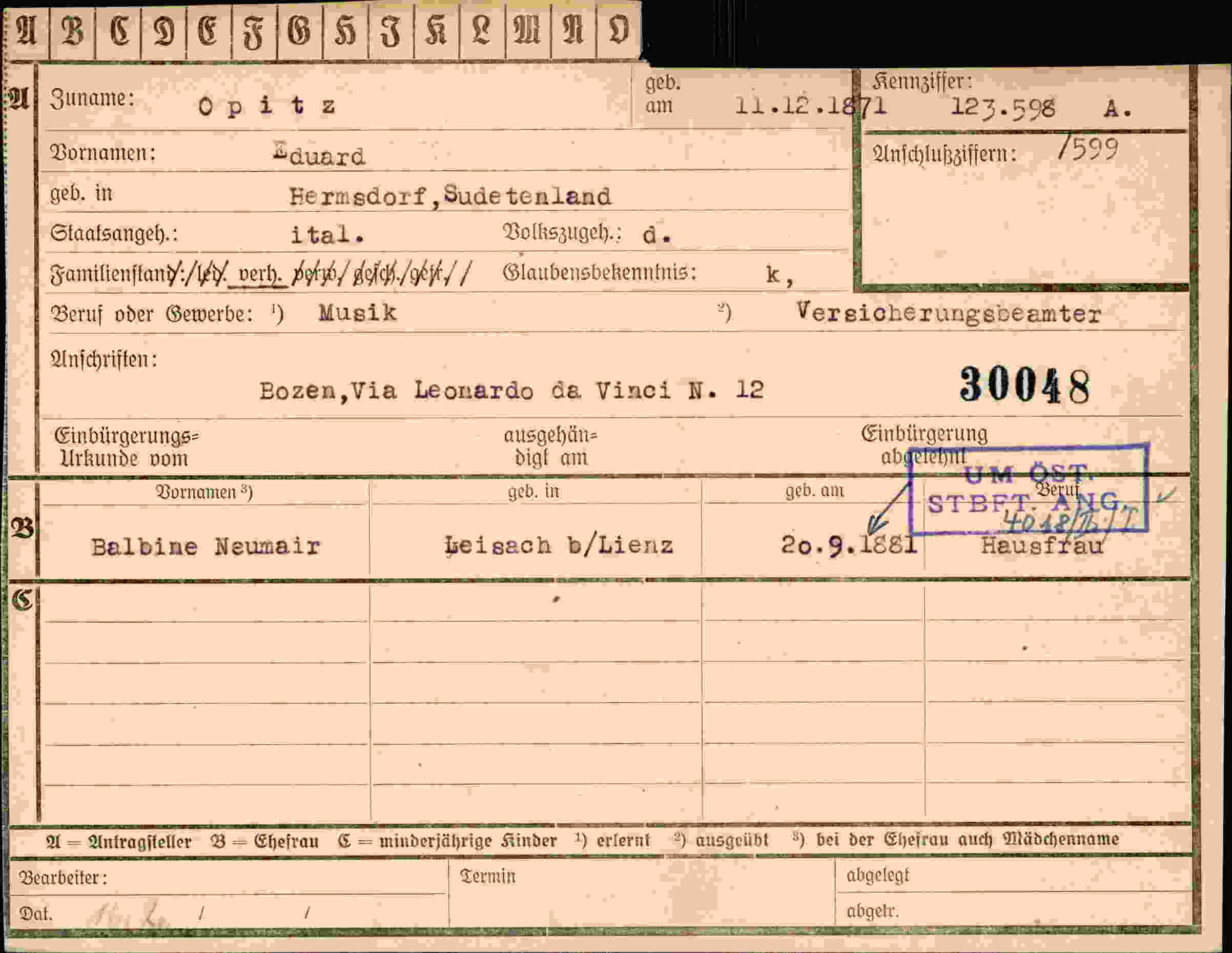 Dokument für Eduard Opitz