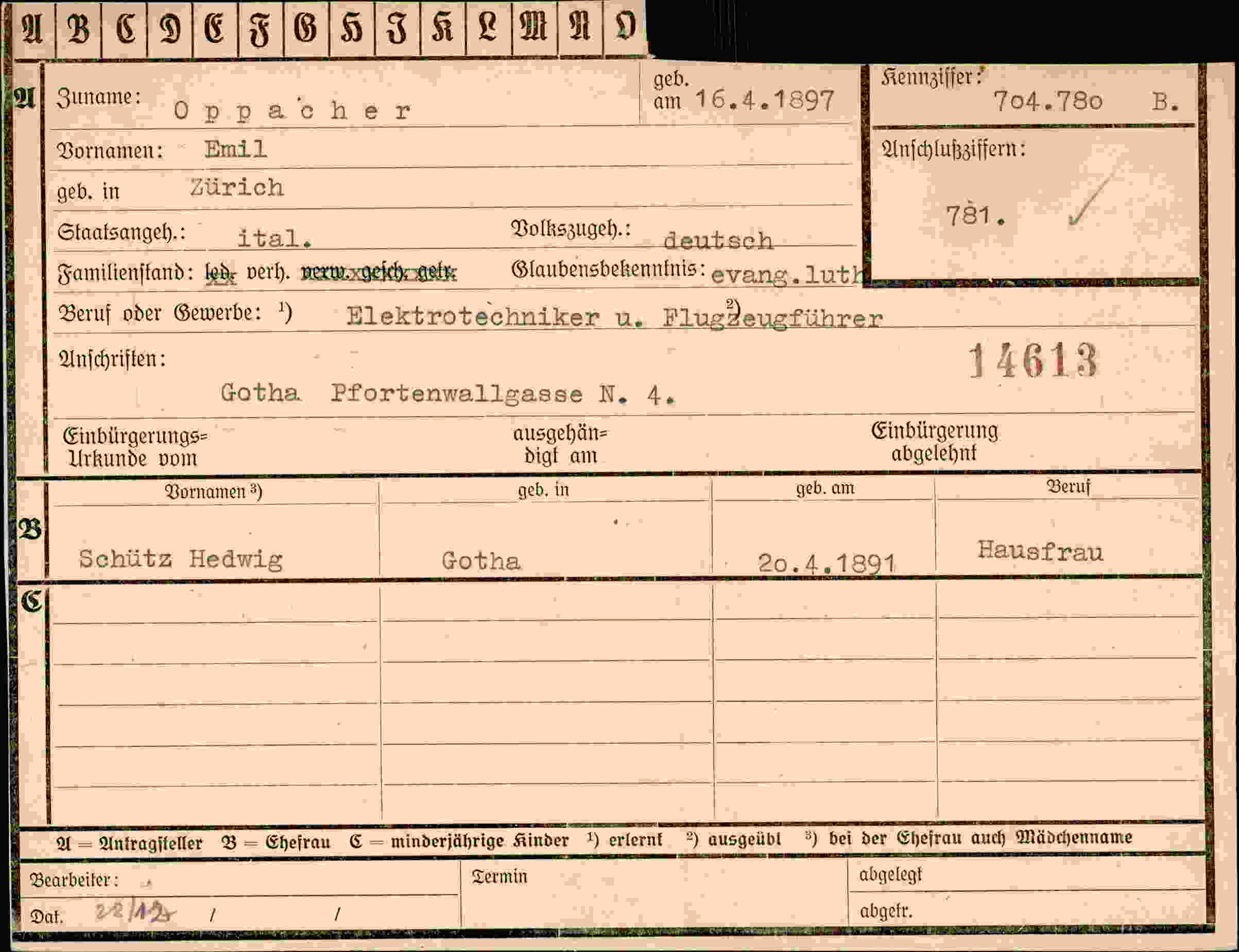 Vorderseite des Dokuments