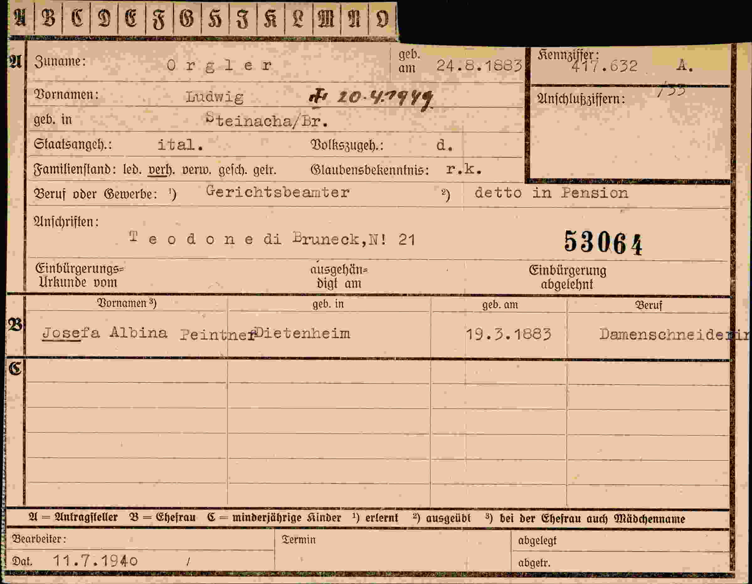 Dokument für Ludwig Orgler
