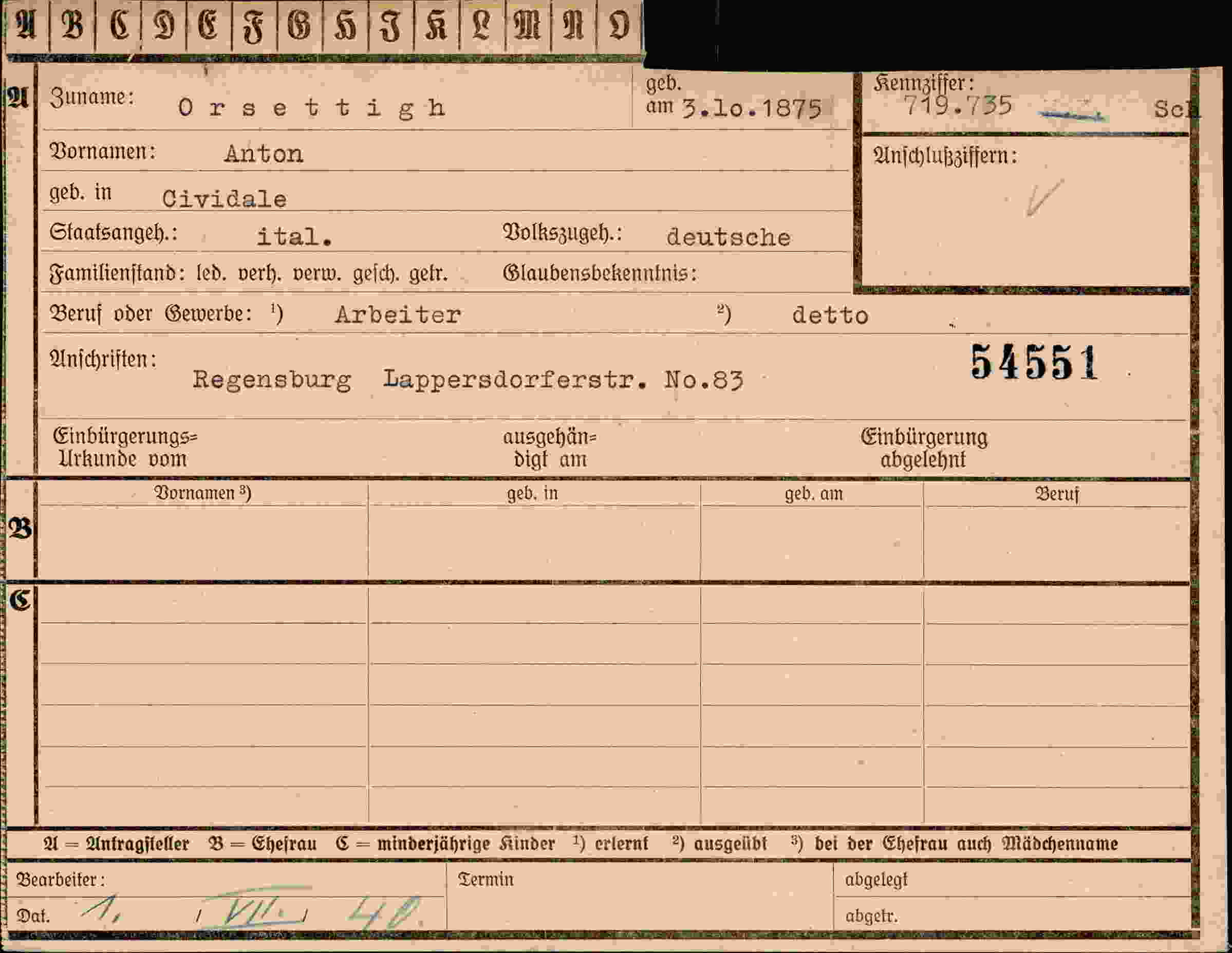 Dokument für Anton Orsettigh