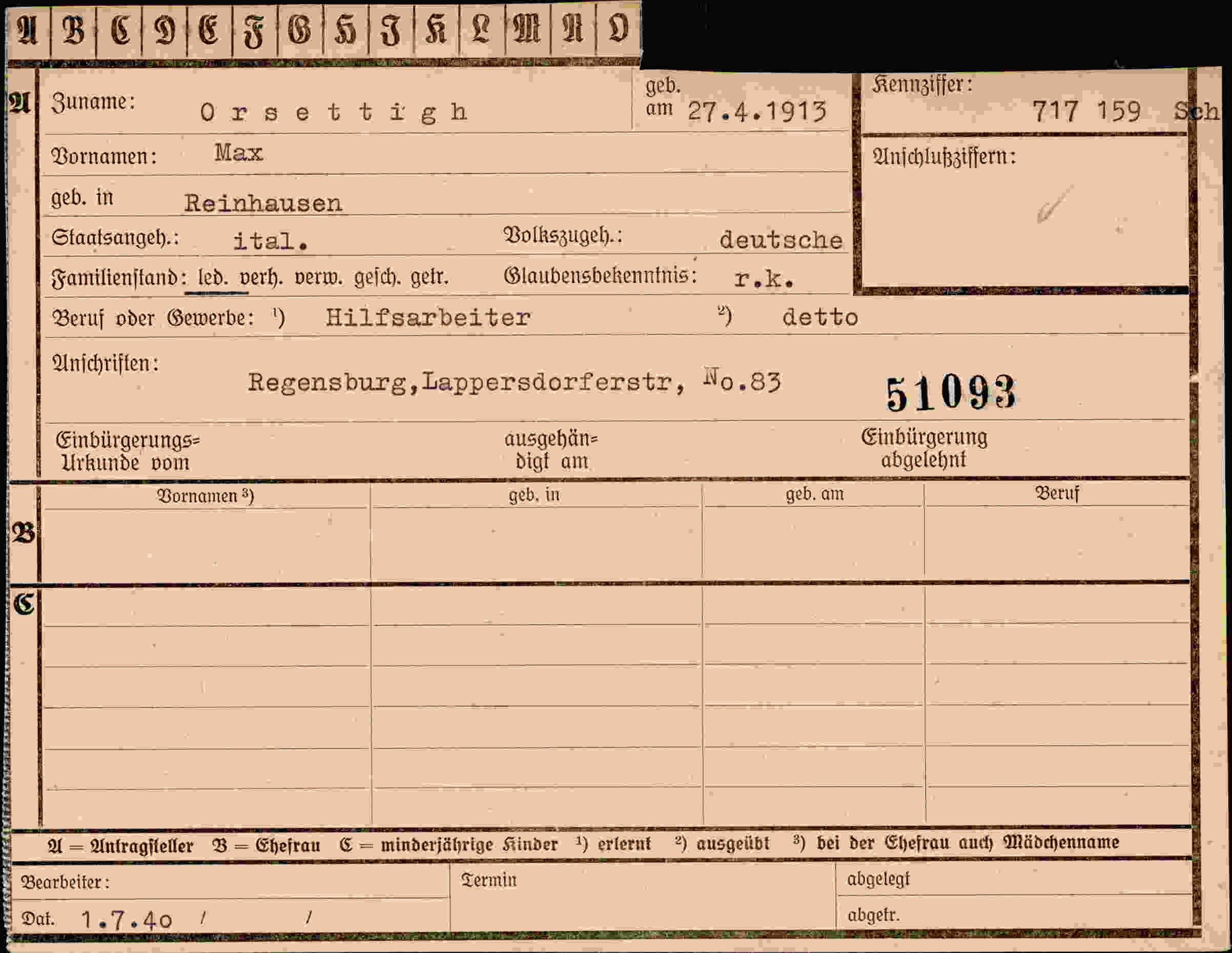 Vorderseite des Dokuments