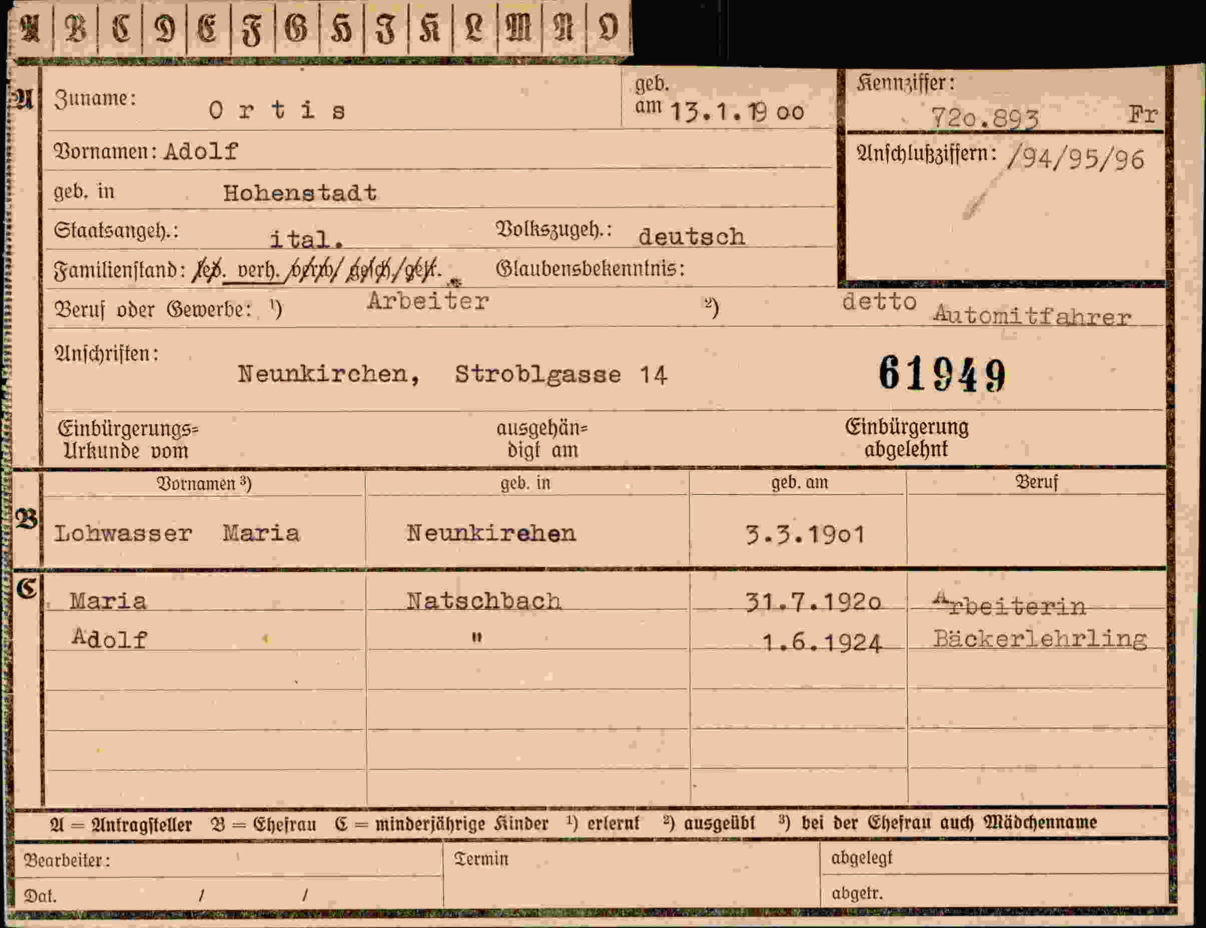 Dokument für Adolf Ortis