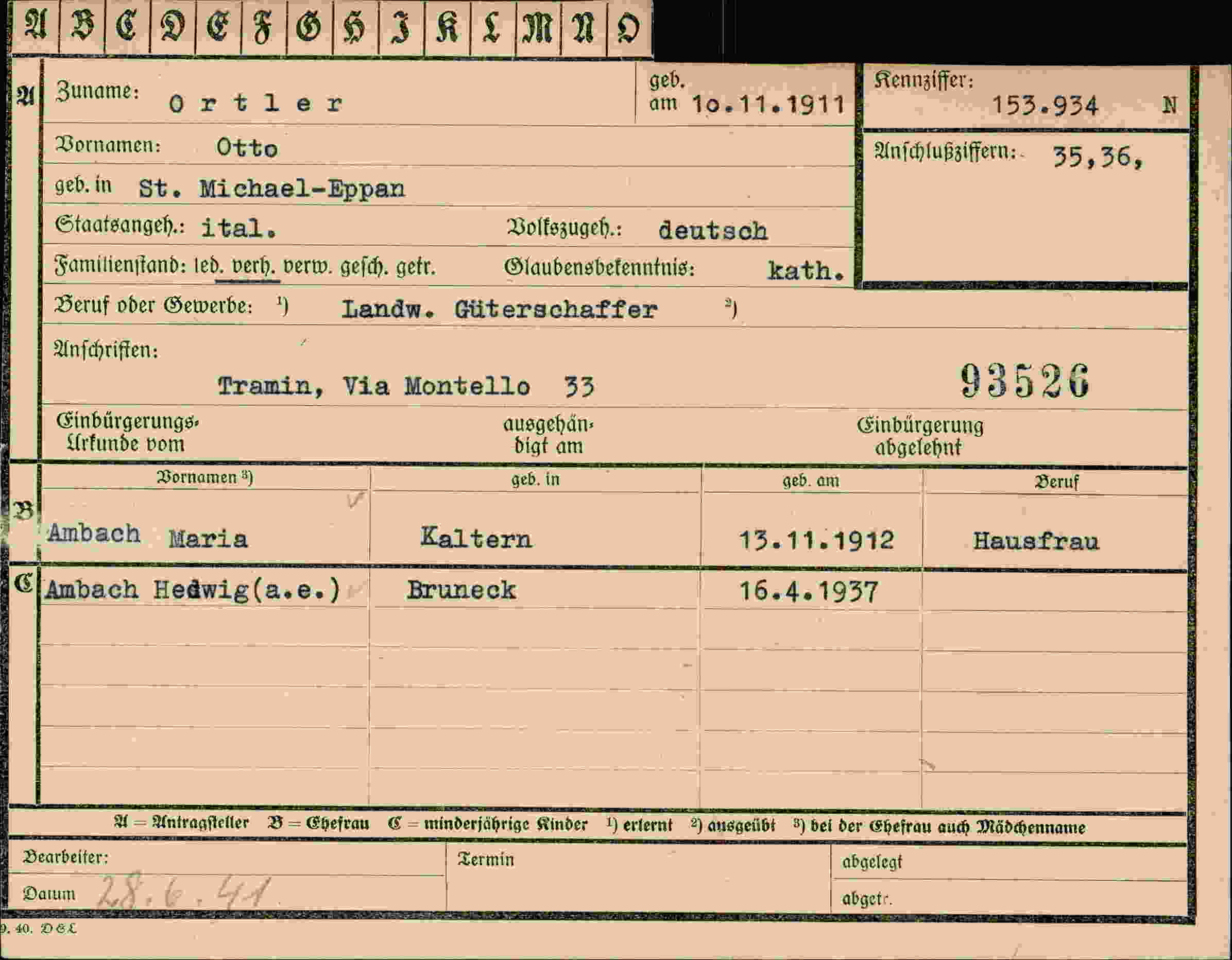 Dokument für Otto Ortler