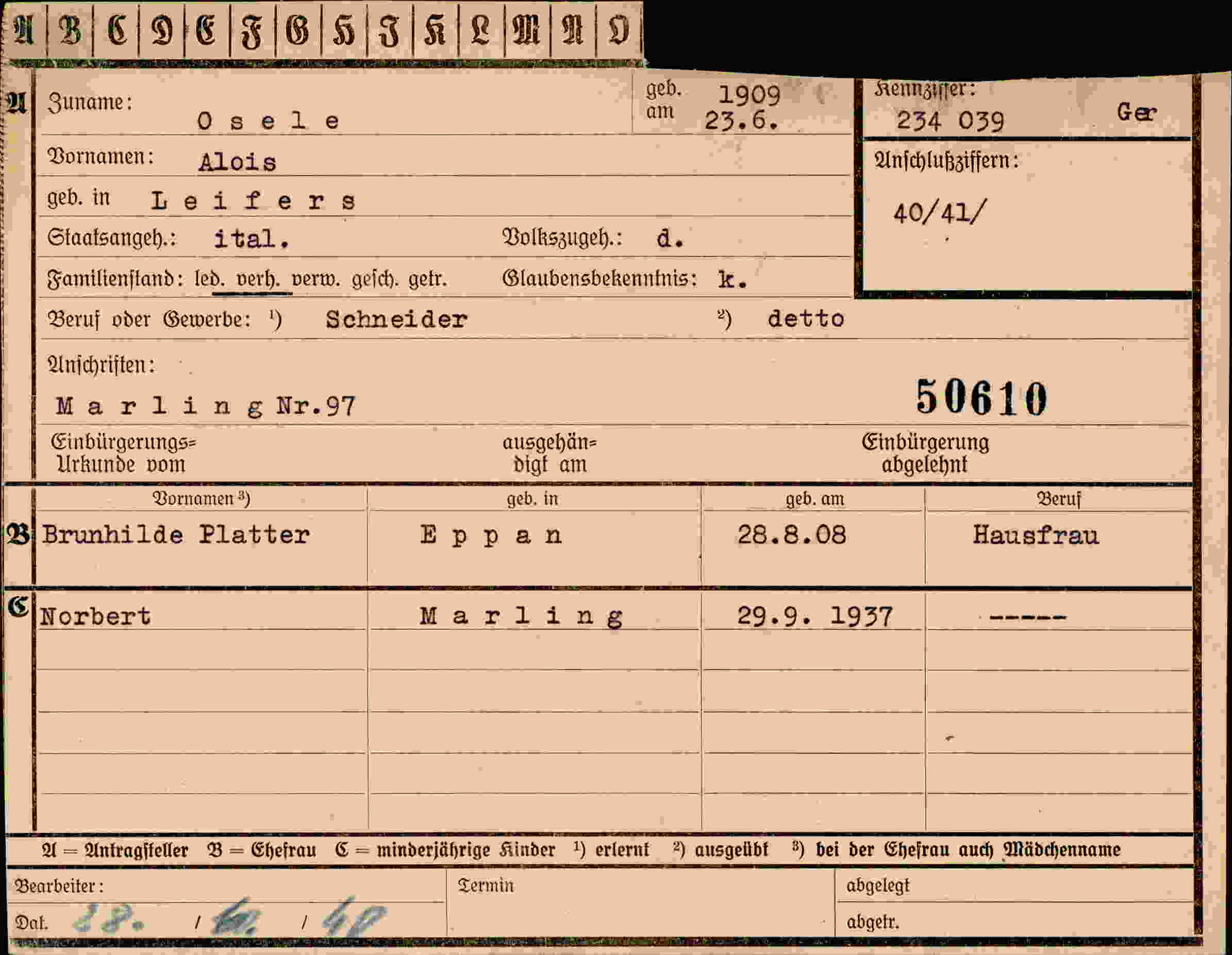Vorderseite des Dokuments
