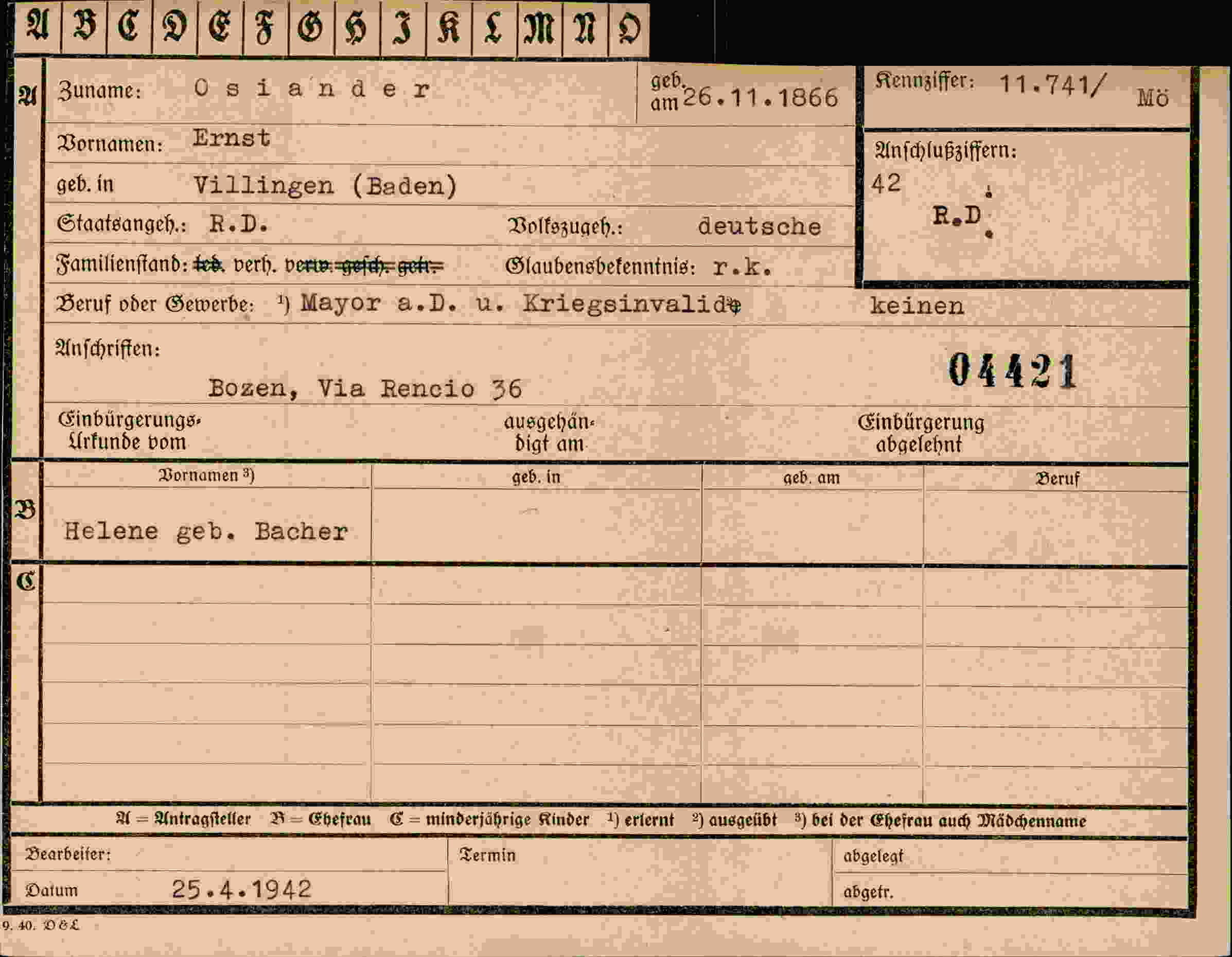 Dokument für Ernst Osiander