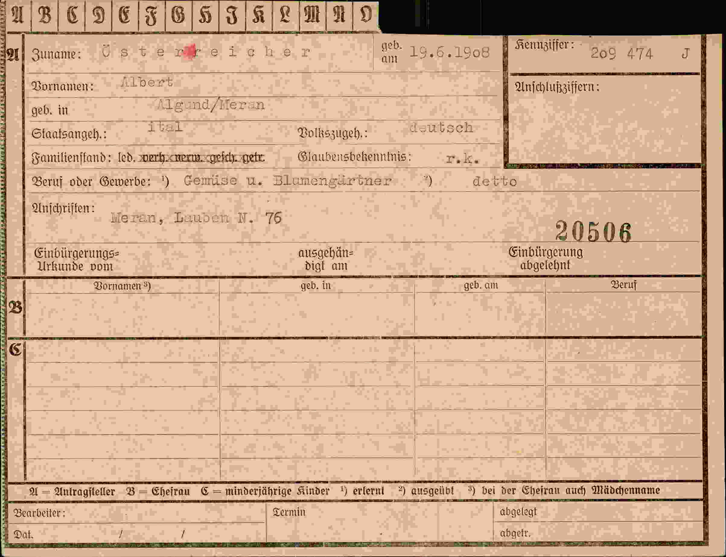 Dokument für Albert Österreicher
